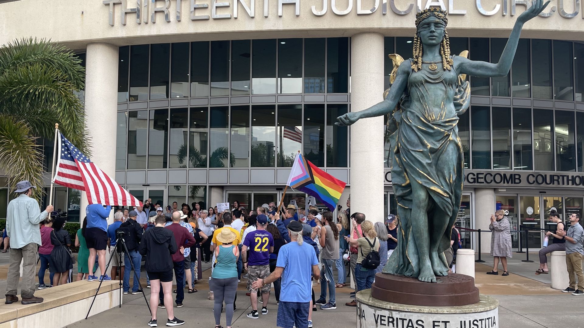 A protest outside the 13th Judicial District in Hillsborough County.