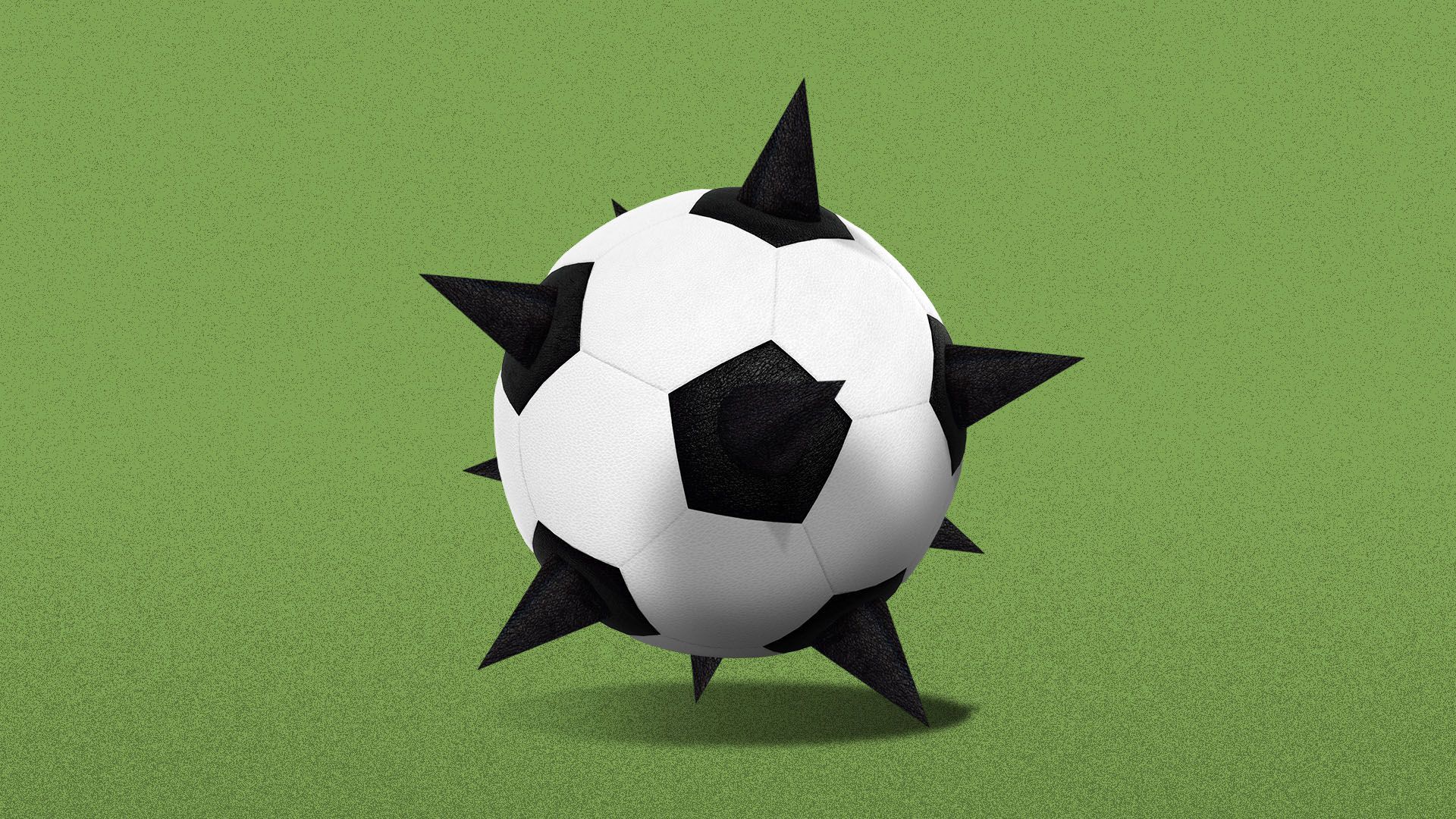 Illustration of a soccer ball with spikes coming out of it