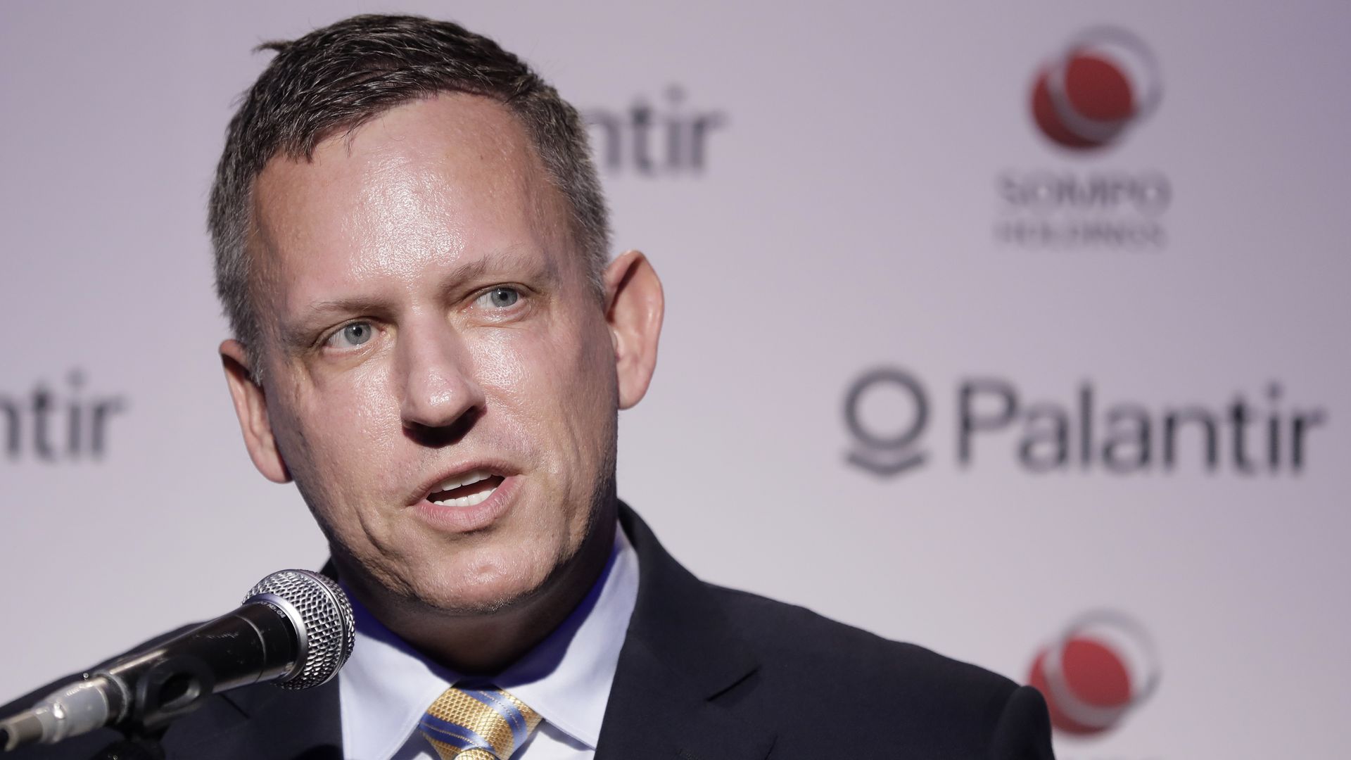 Tech billionaire Peter Thiel is seen speaking.