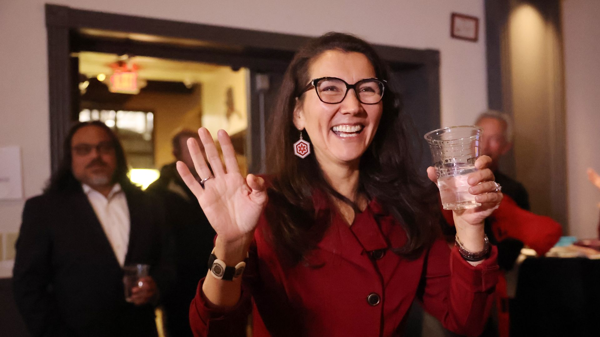  Rep. Mary Peltola (D-AK) speaks to supporters at a watch party on November 08, 2022 in Anchorage, Alaska. 