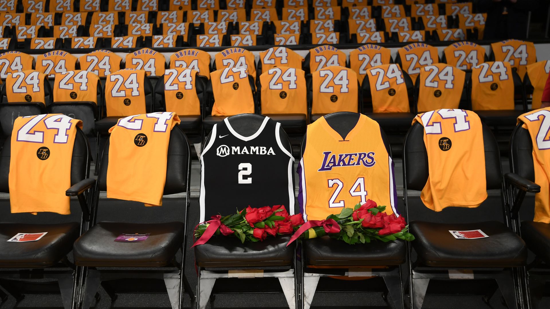 Kobe and Gianna jerseys courtside
