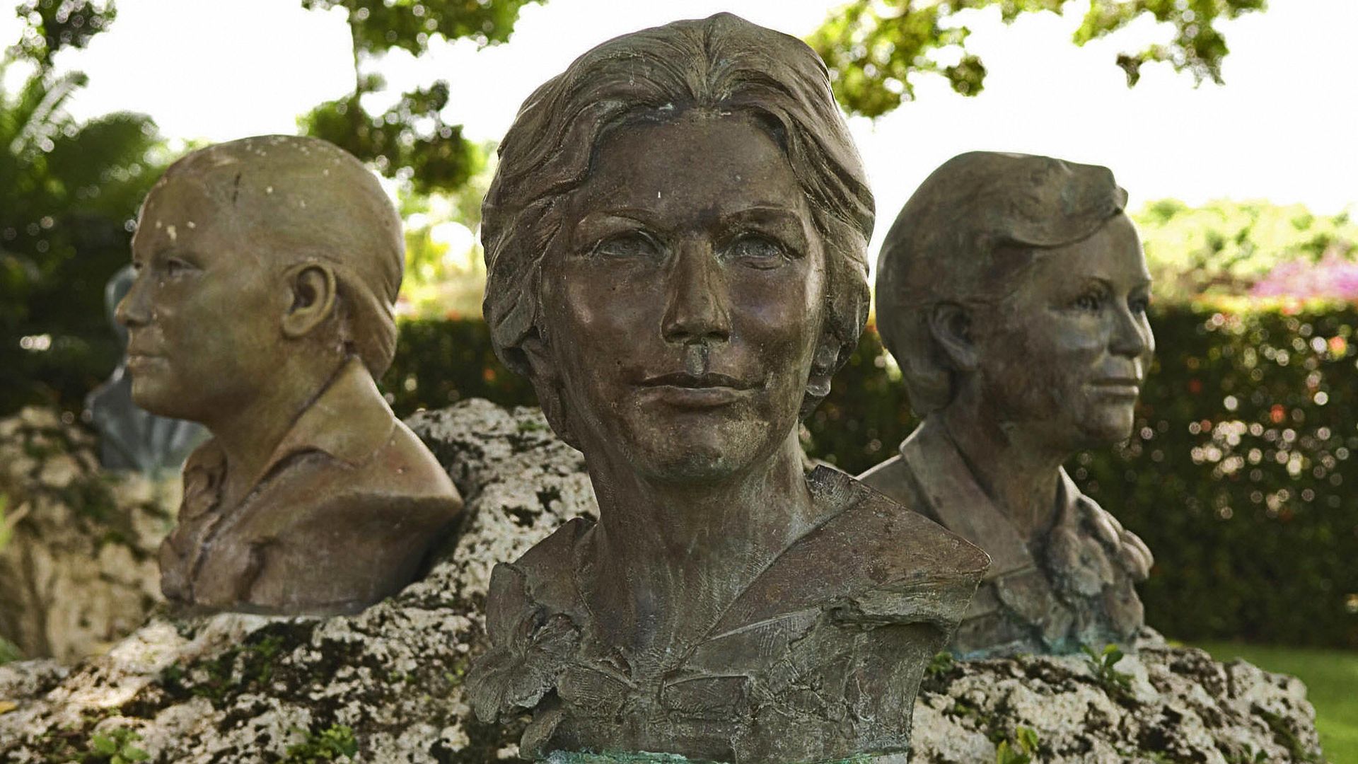 A bust of three sisters who founded a rebel movement in the Dominican Republic