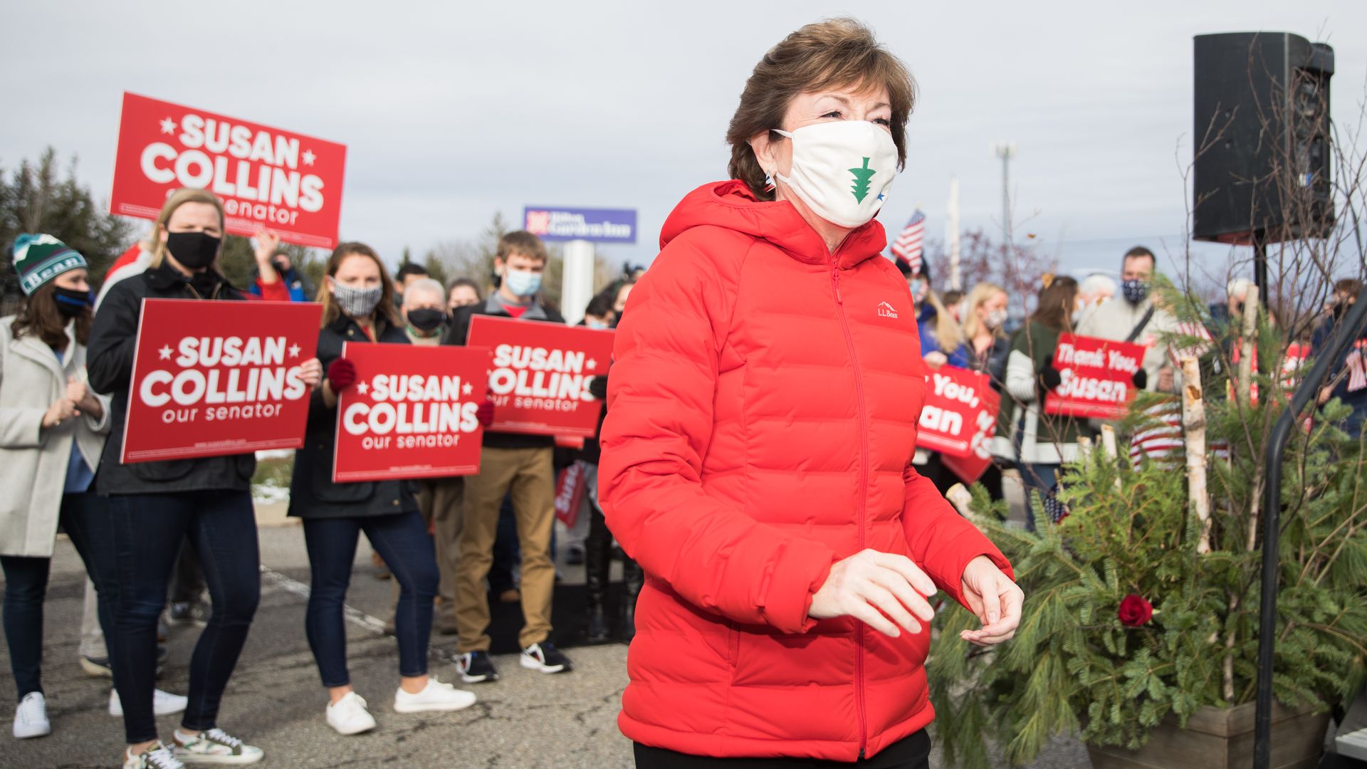 Sen. Susan Collins is seen with some of her supporters during her reelection campaign last year.