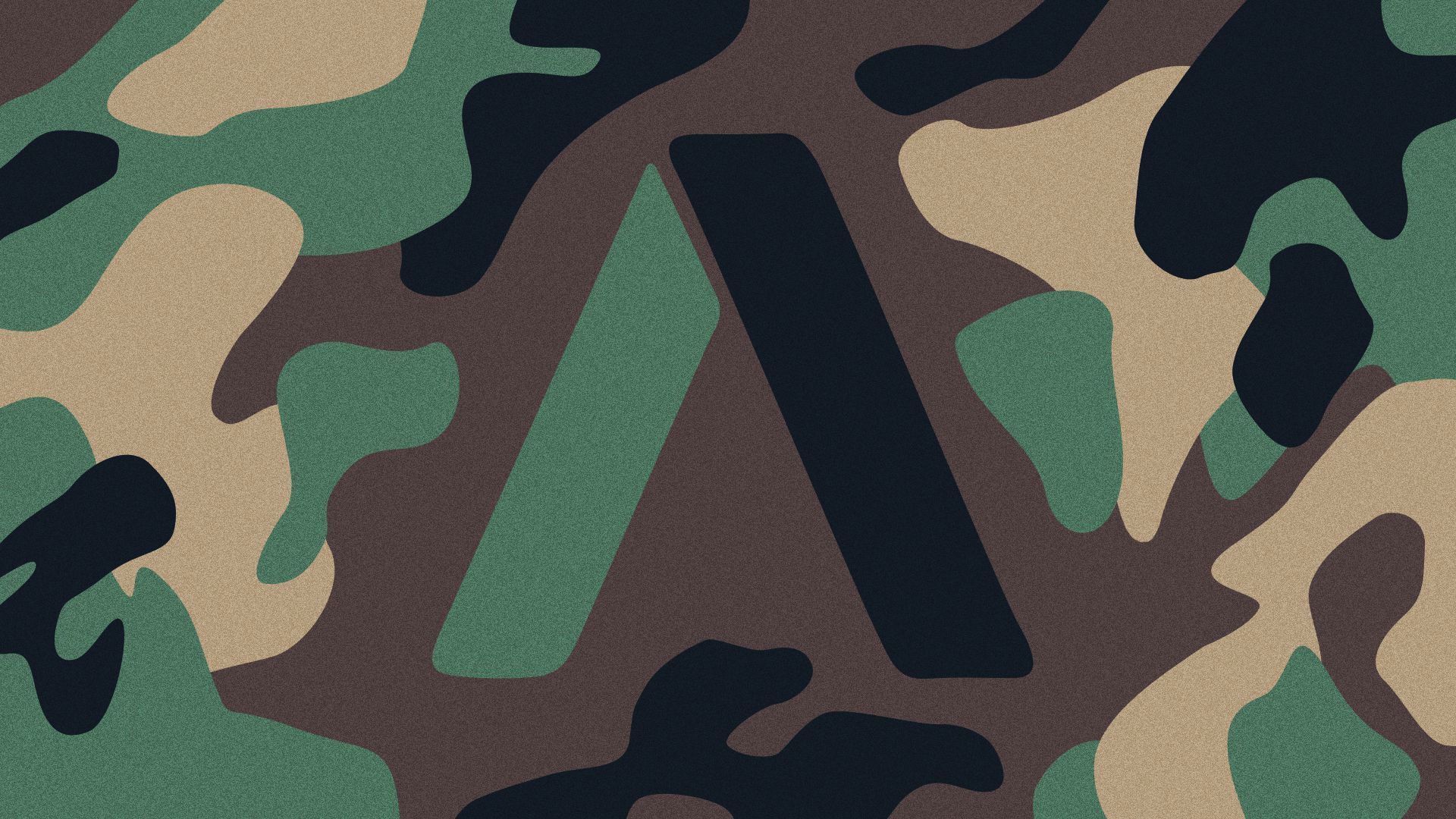Illustration of the Axios logo on a camouflage background. 