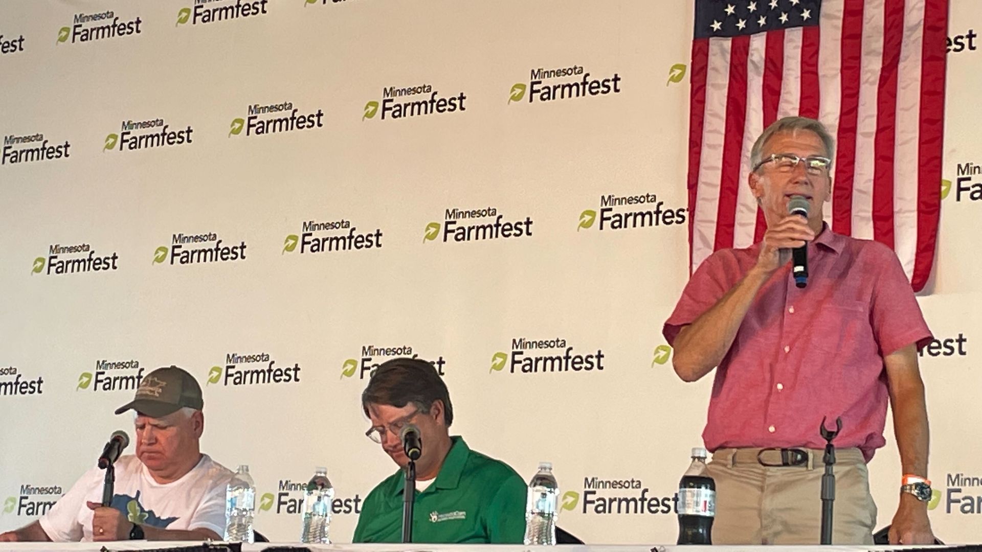 Incumbent DFL Gov. Tim Walz and presumptive GOP nominee Scott Jensen speak at a debate
