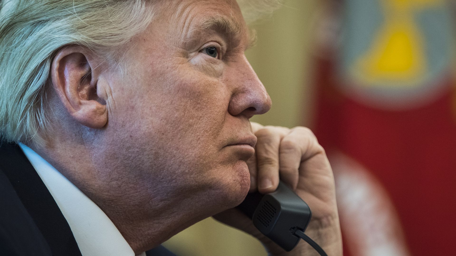 Donald Trump on a landline phone