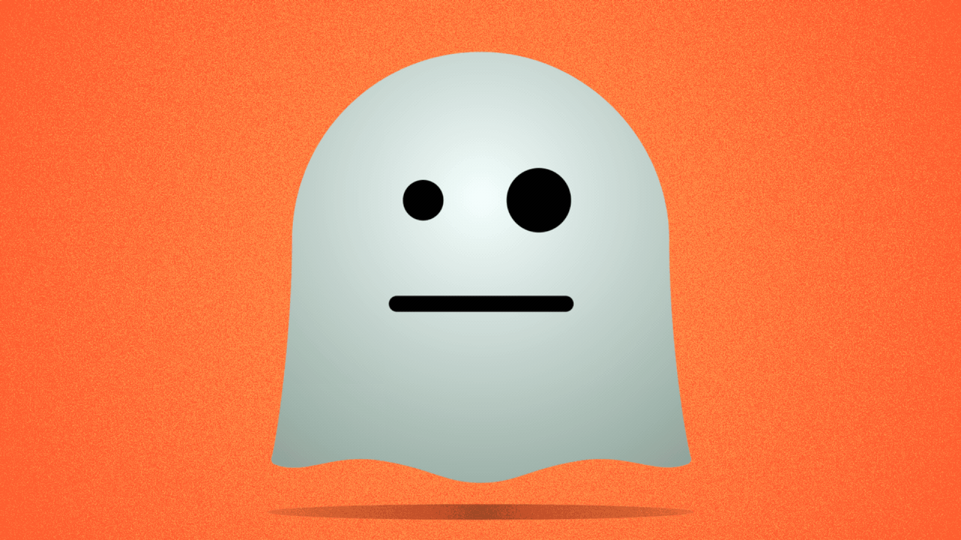 Illustration of an animated ghost emoji, transitioning from a serious face to a smile, sticking its tongue out, and sunglasses lowering over its eyes. 