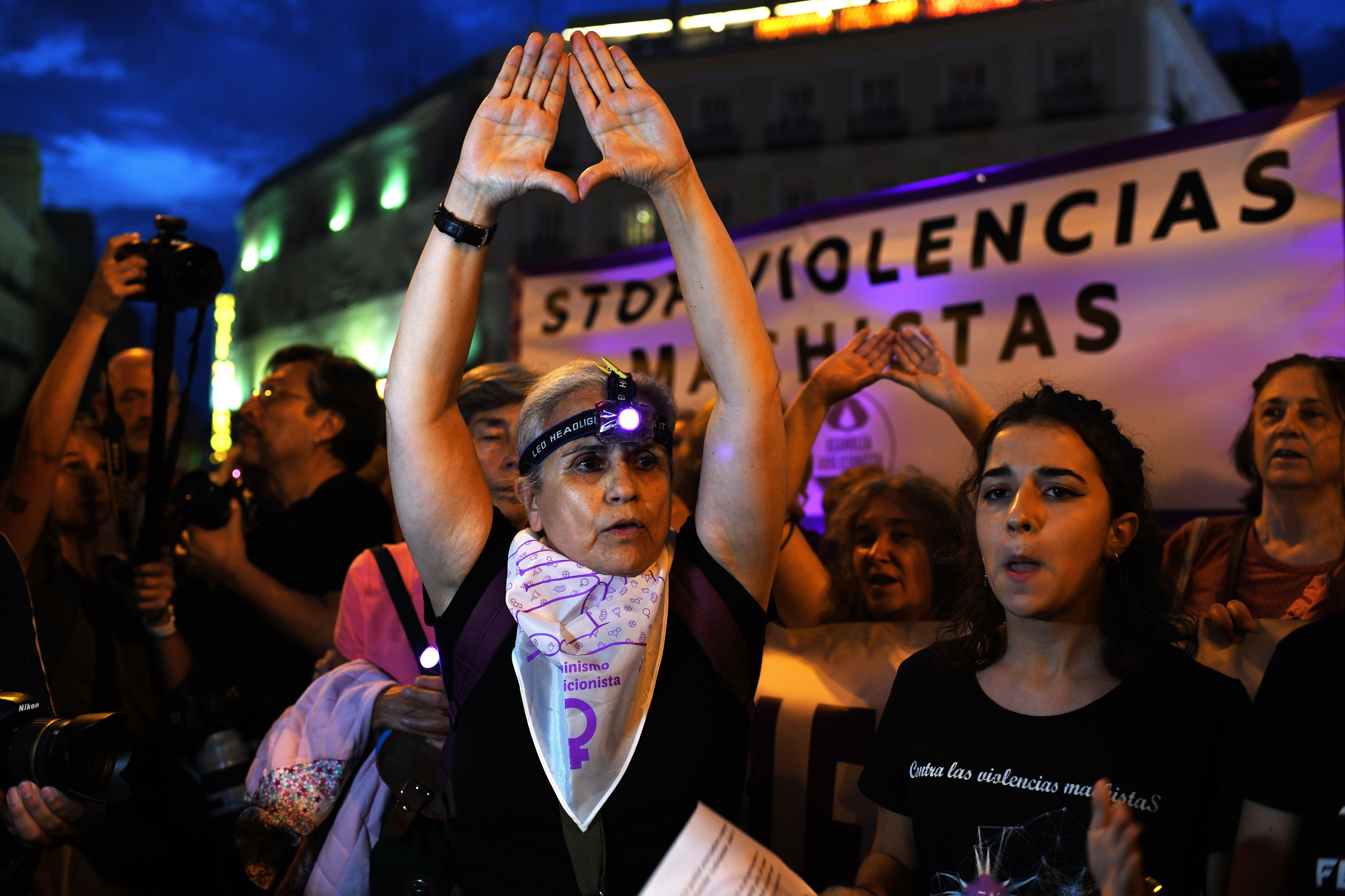 Women protesting in Spain against domestic violence