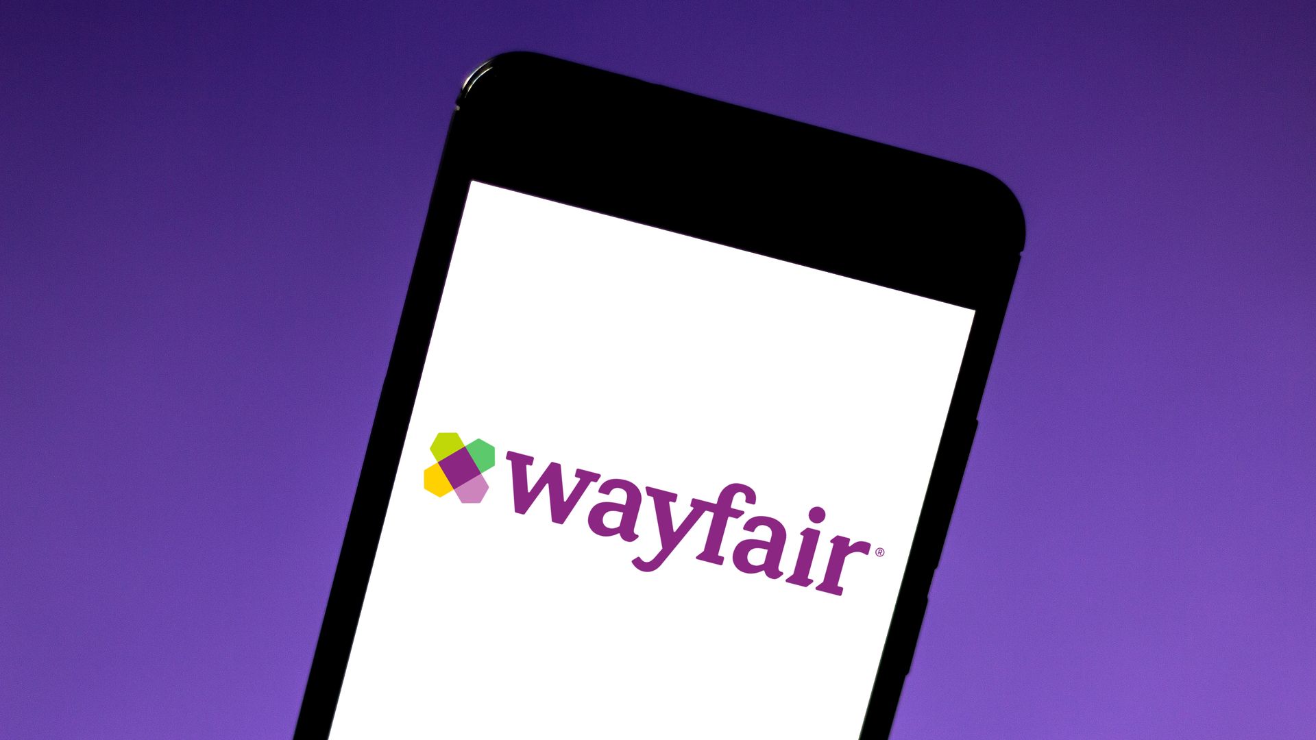 Wayfair's logo is displaced on a phone screen