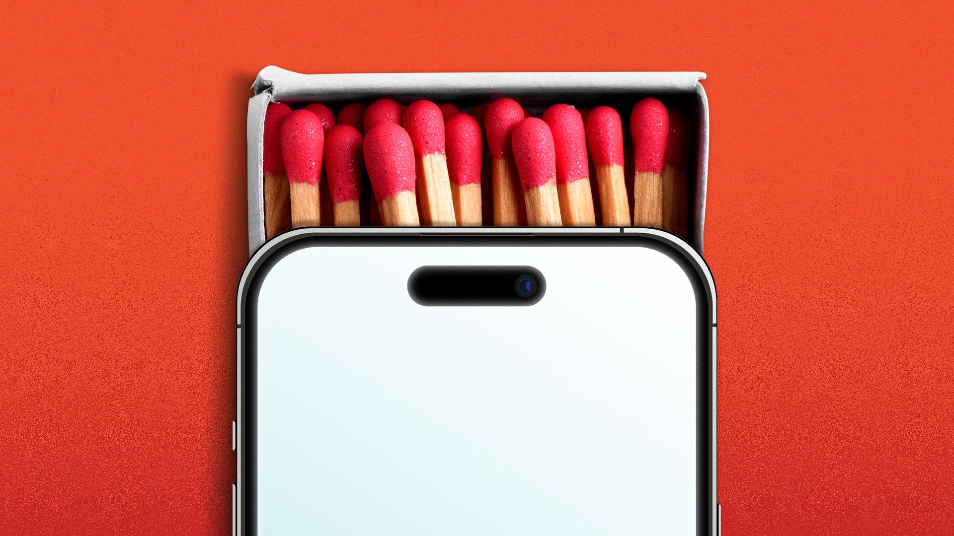 Illustration of a smartphone as a match box.
