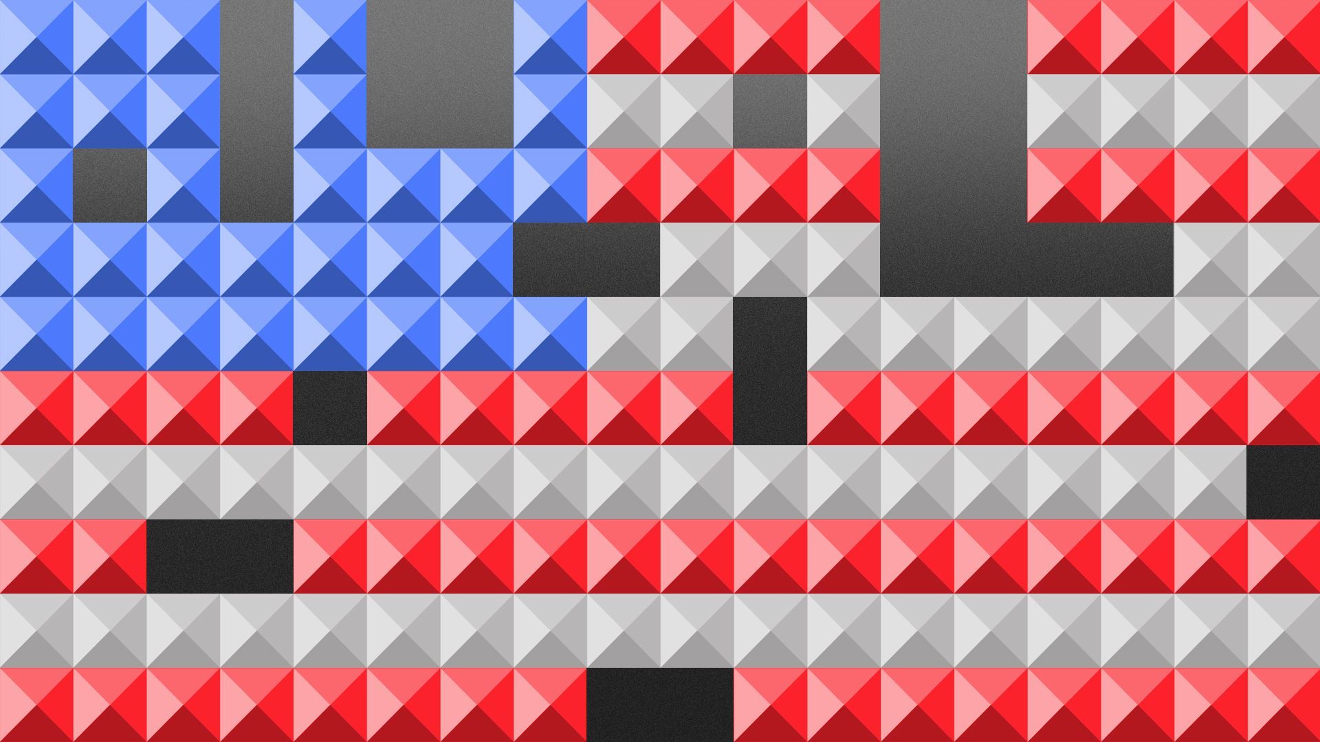 Illustration of a Tetris-like game shaped like the American flag