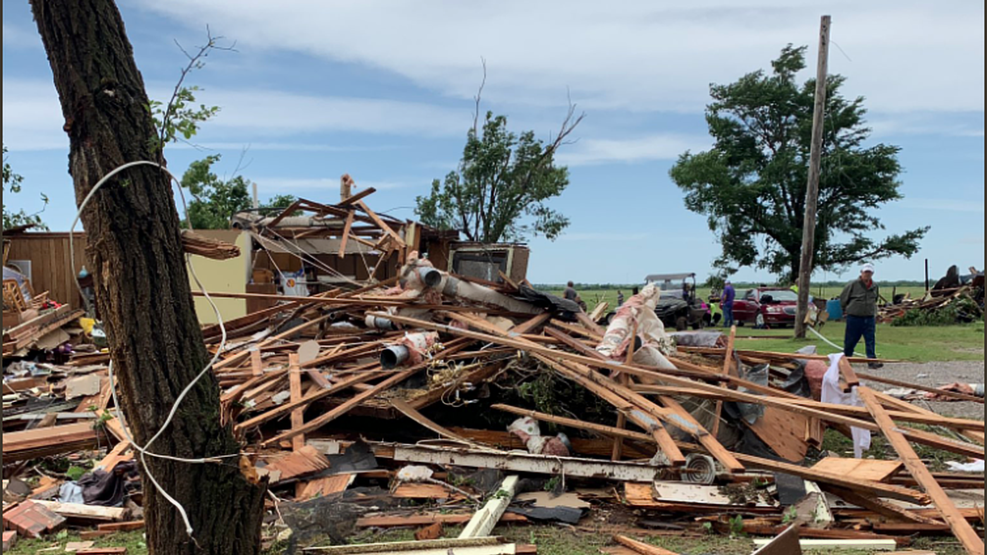 Damage survey confirms an EF2 tornado caused the damage east of Geronimo early Saturday.