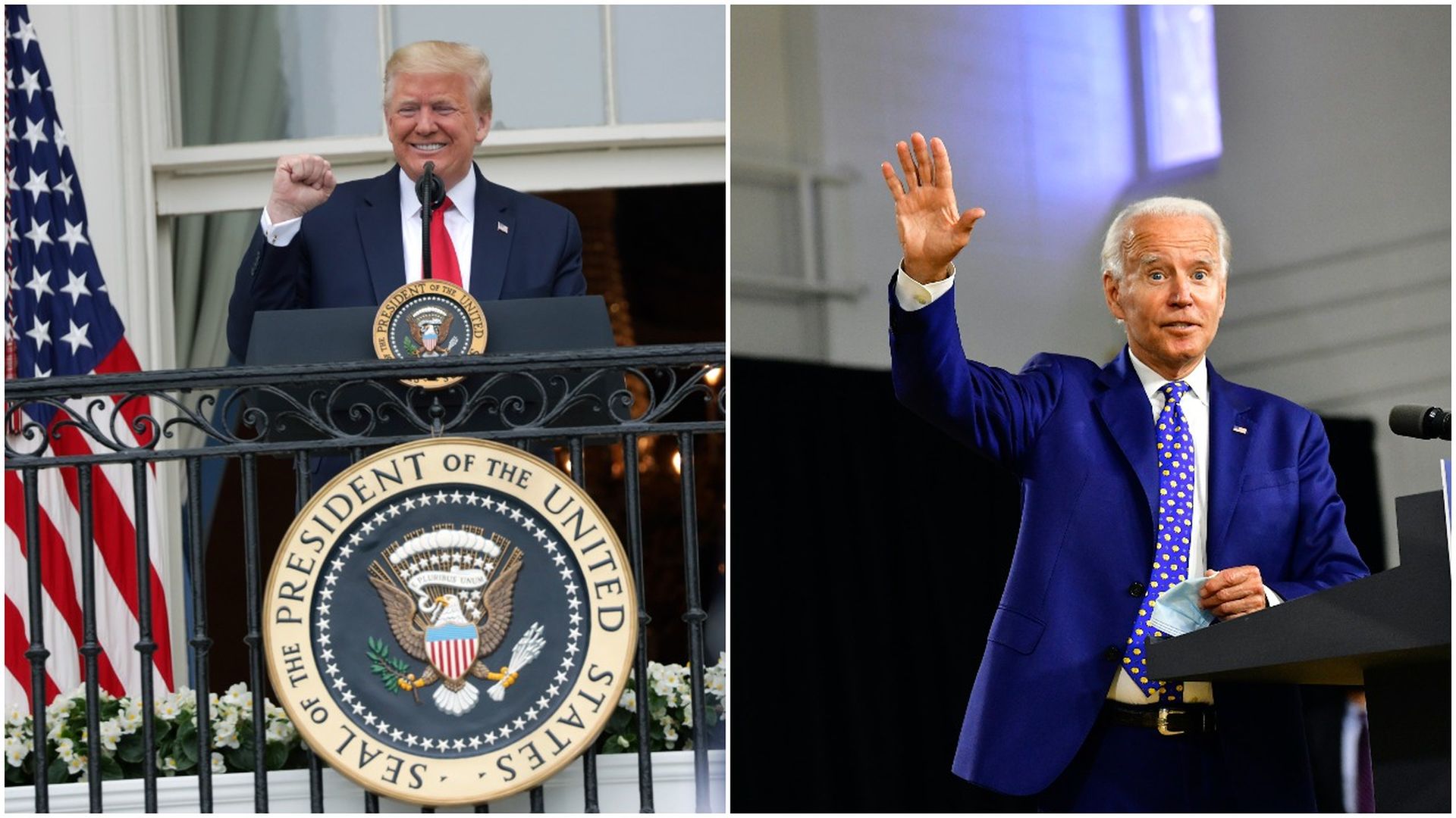 Combination images of President Trump and former Vice President Joe Biden.