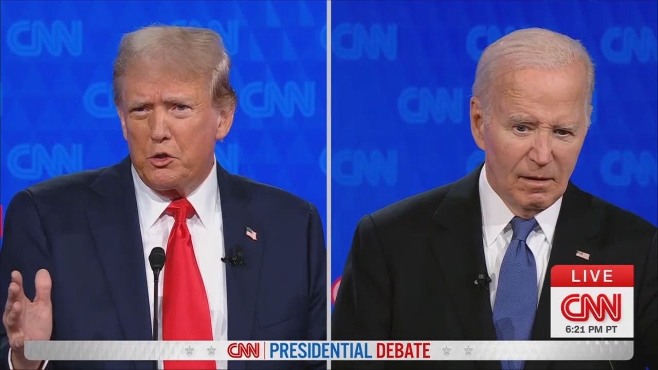 A screenshot from CNN's Biden-Trump debate last night.