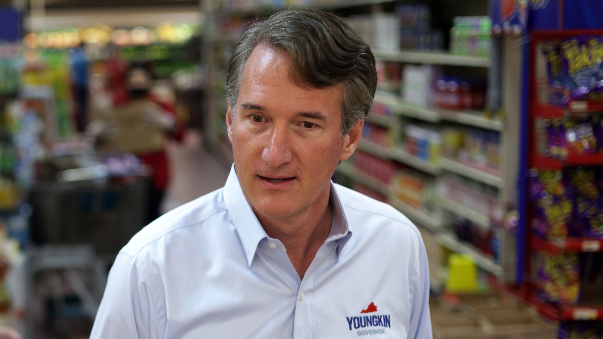 Virginia gubernatorial candidate Glenn Youngkin is seen during a campaign appearance.