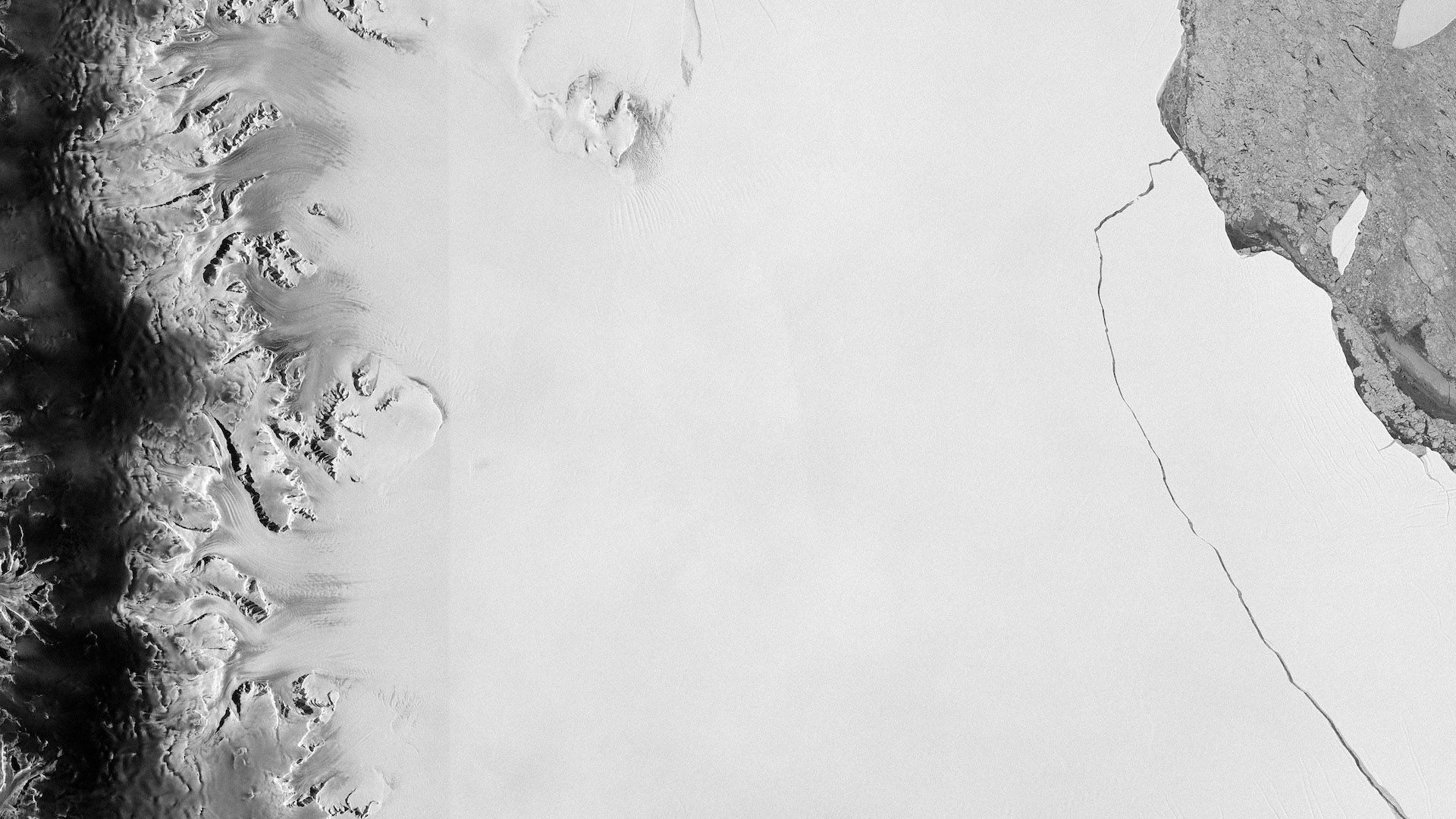 A large iceberg calves from the Larsen C Ice Shelf in Antarctica in 2017