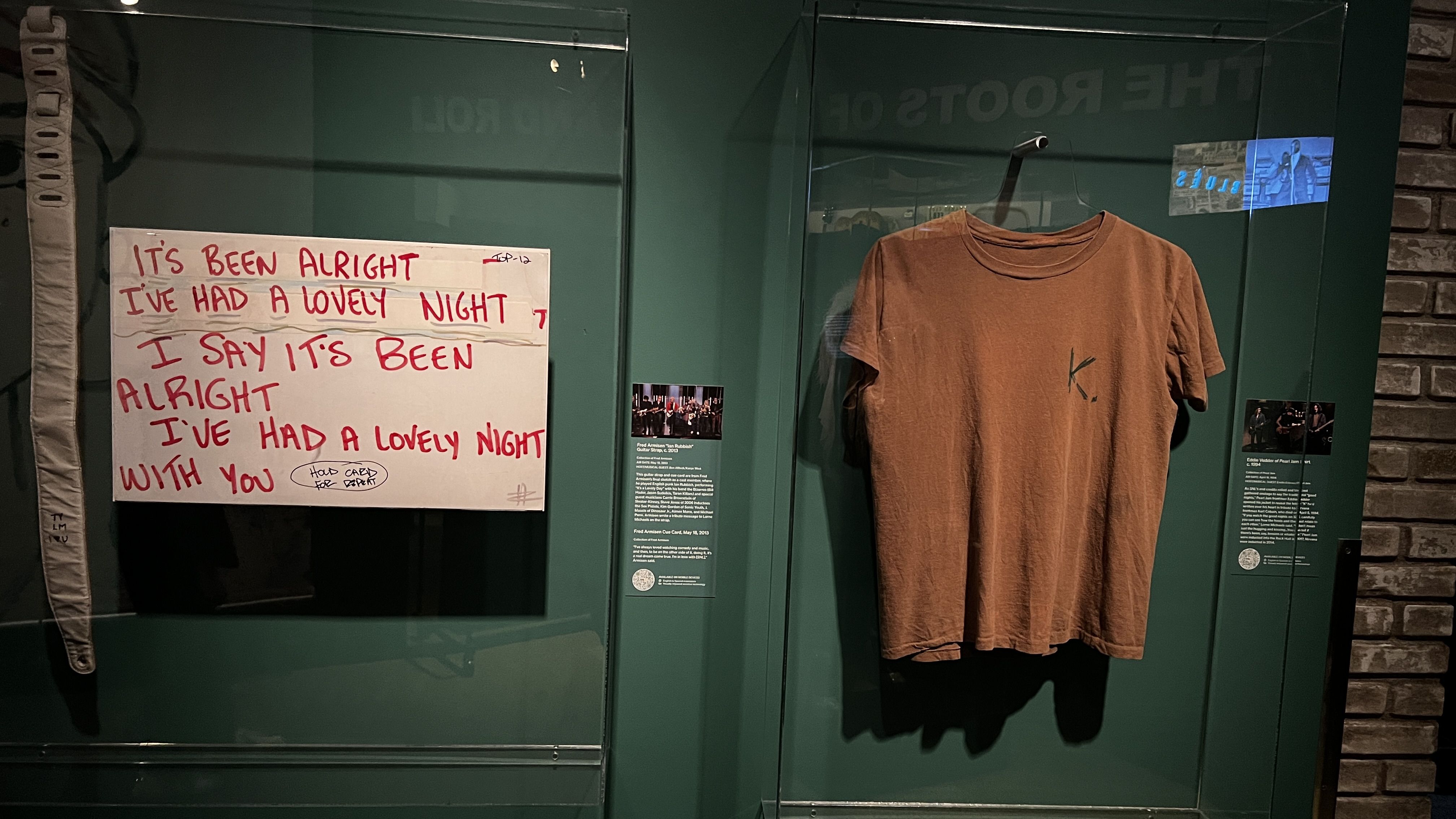 A sign from Saturday Night Lie and a shirt. 