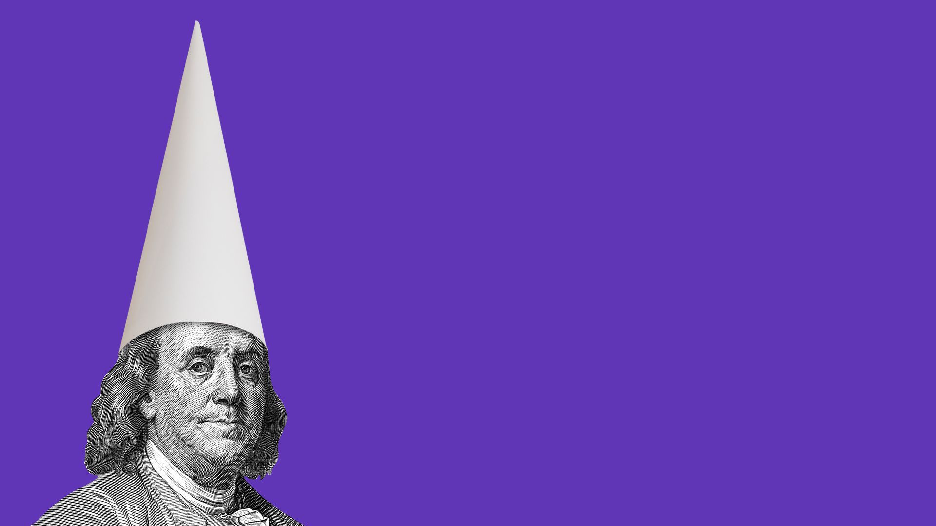 Illustration of Ben Franklin wearing a dunce cap