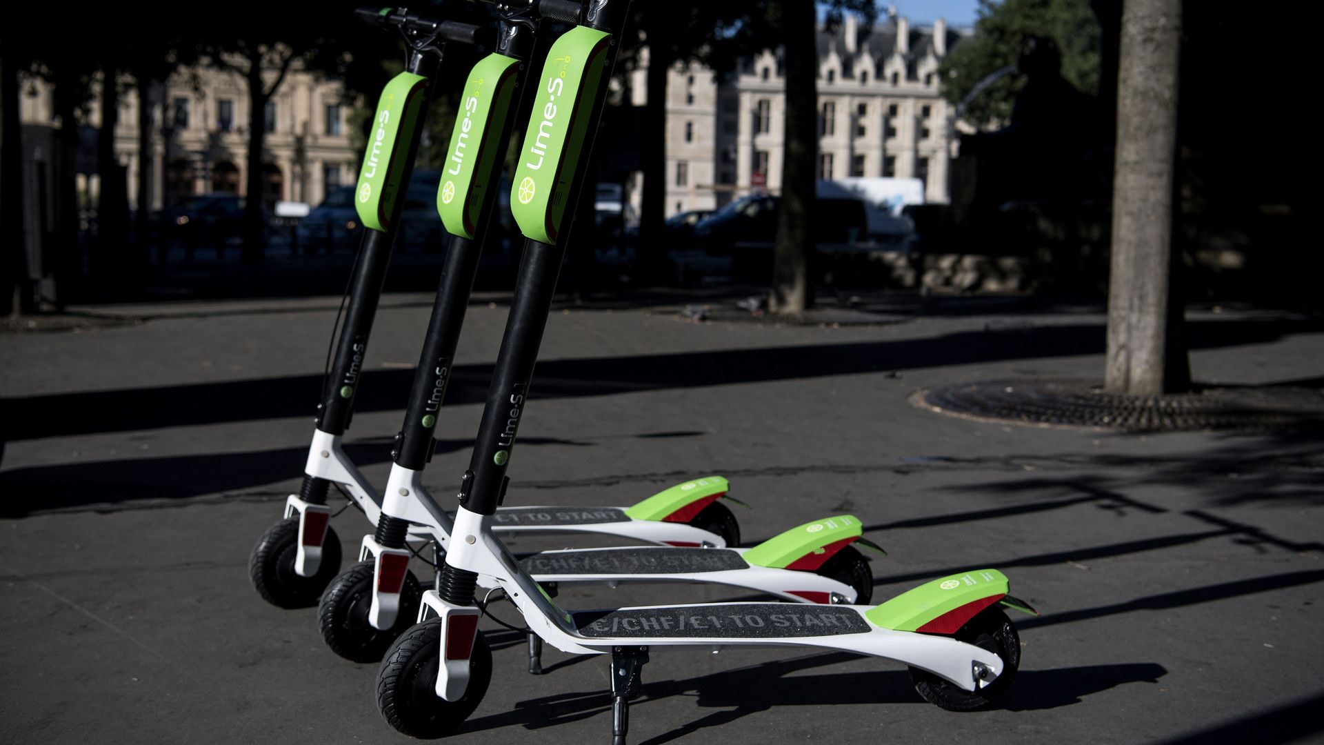 Photo of Lime scooters in Paris. 