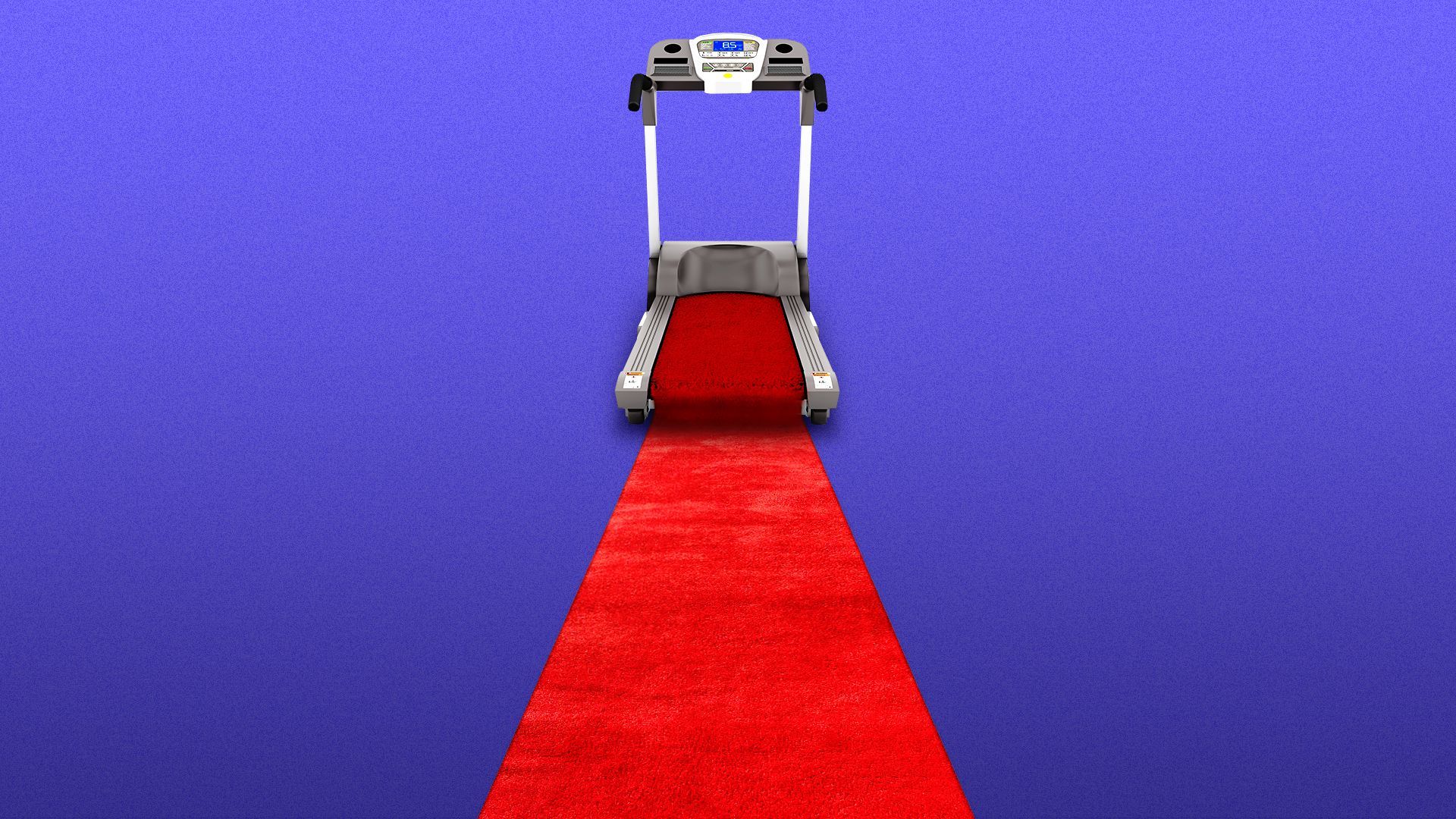 Illustration of a treadmill belt extending from the machine into a long red carpet
