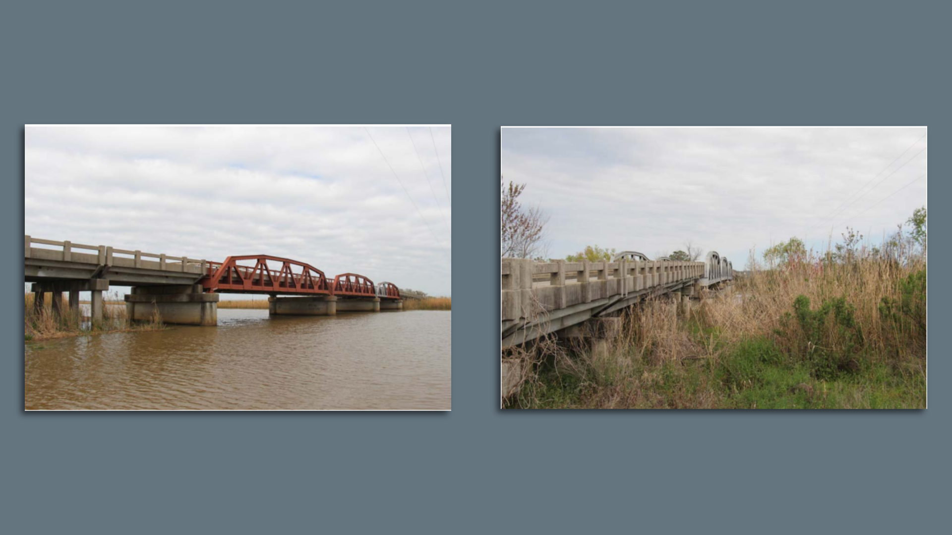 Bridges are seen in two side-by-side images.