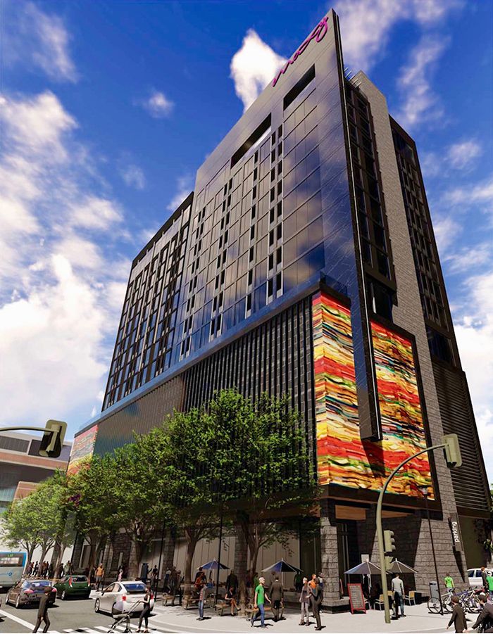 rending of uptown moxy hotel in charlotte