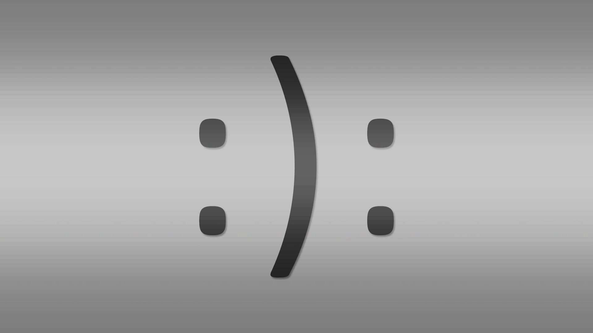 Illustration of  a typed colon, end parenthesis and colon, resembling a smiling and frowning face.