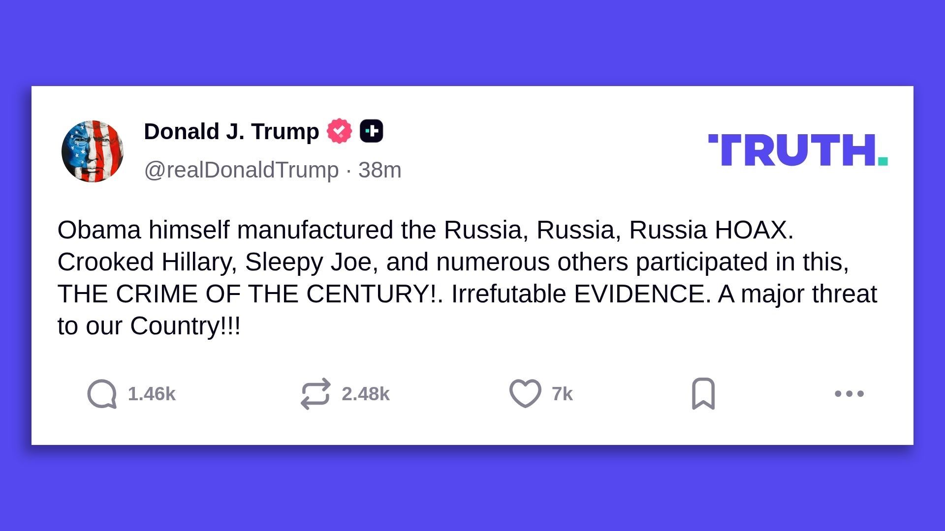 Trump Truth Social post