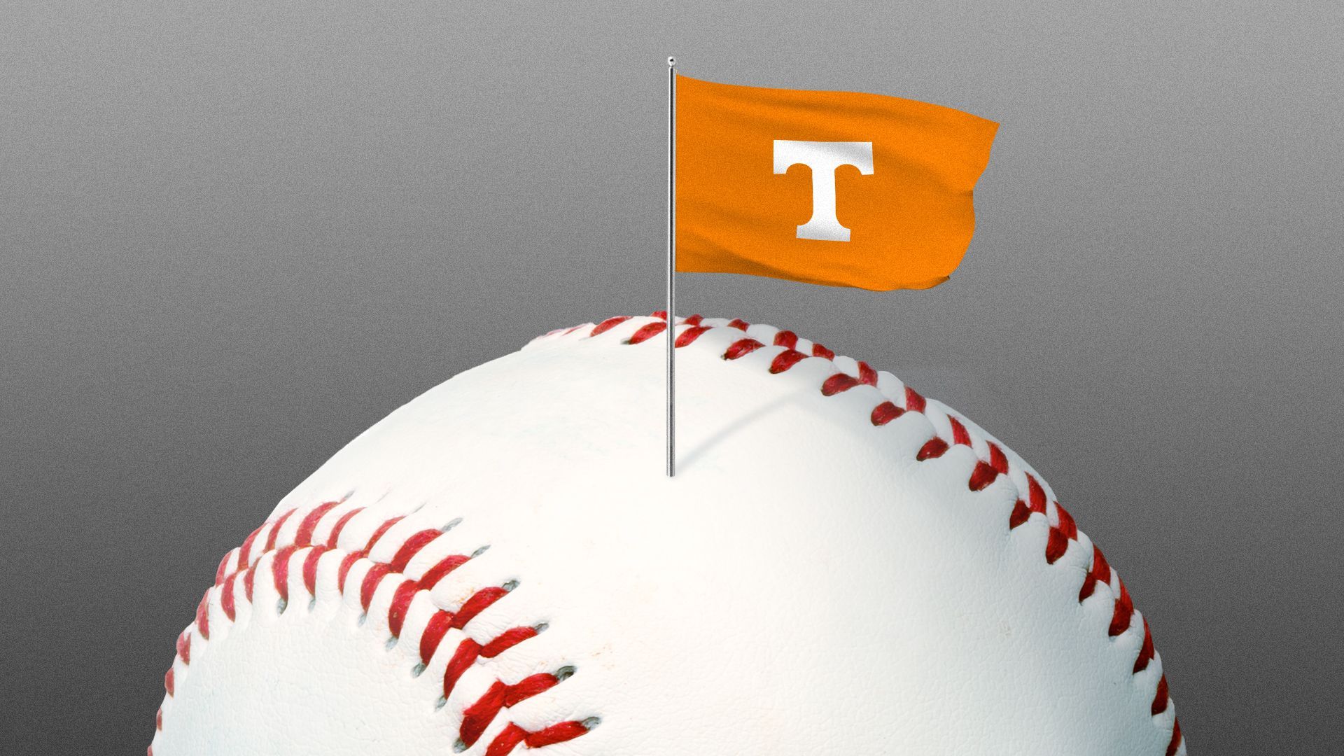 Illustration of a baseball with a Tennessee Vols flag planted in it