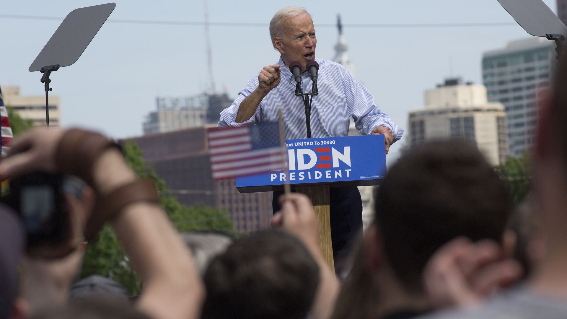 Former Vice President Joe Biden campaigns for president at a kickoff rally on March 18, 2019 in downtown Philadelphia, Pennsylvania.