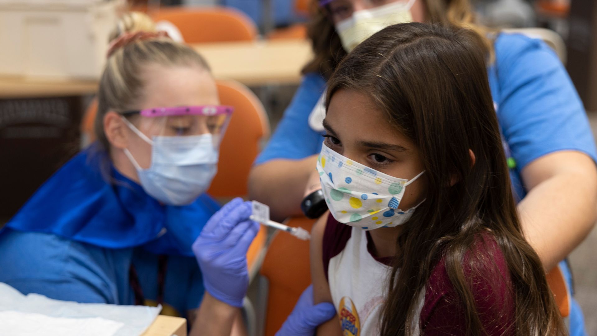 One of the first children in Columbus to get the COVID-19 vaccine on Wednesday evening at Nationwide Children's Hospital