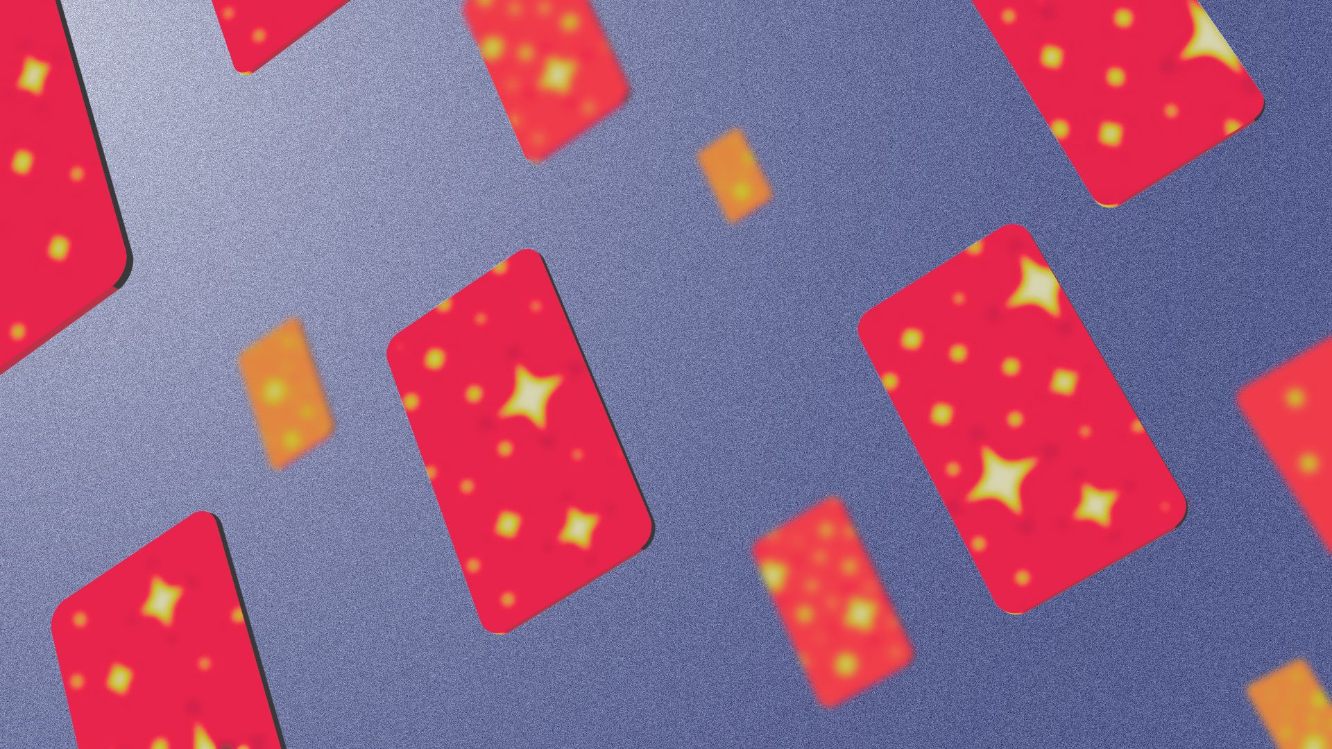 Illustration of screen shapes with AI sparkles on them, rising from the bottom right of the frame.