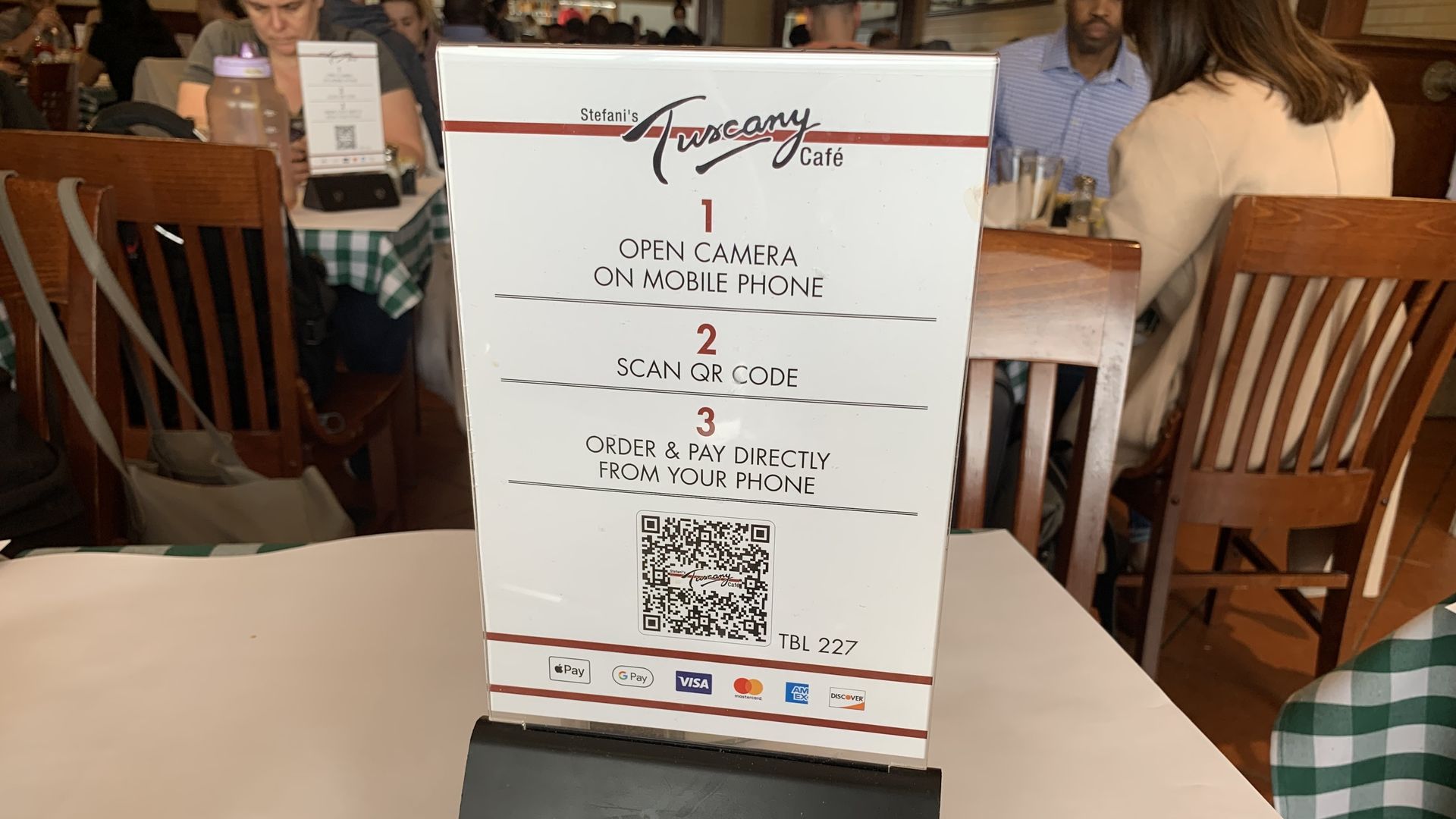 Table card with a QR code