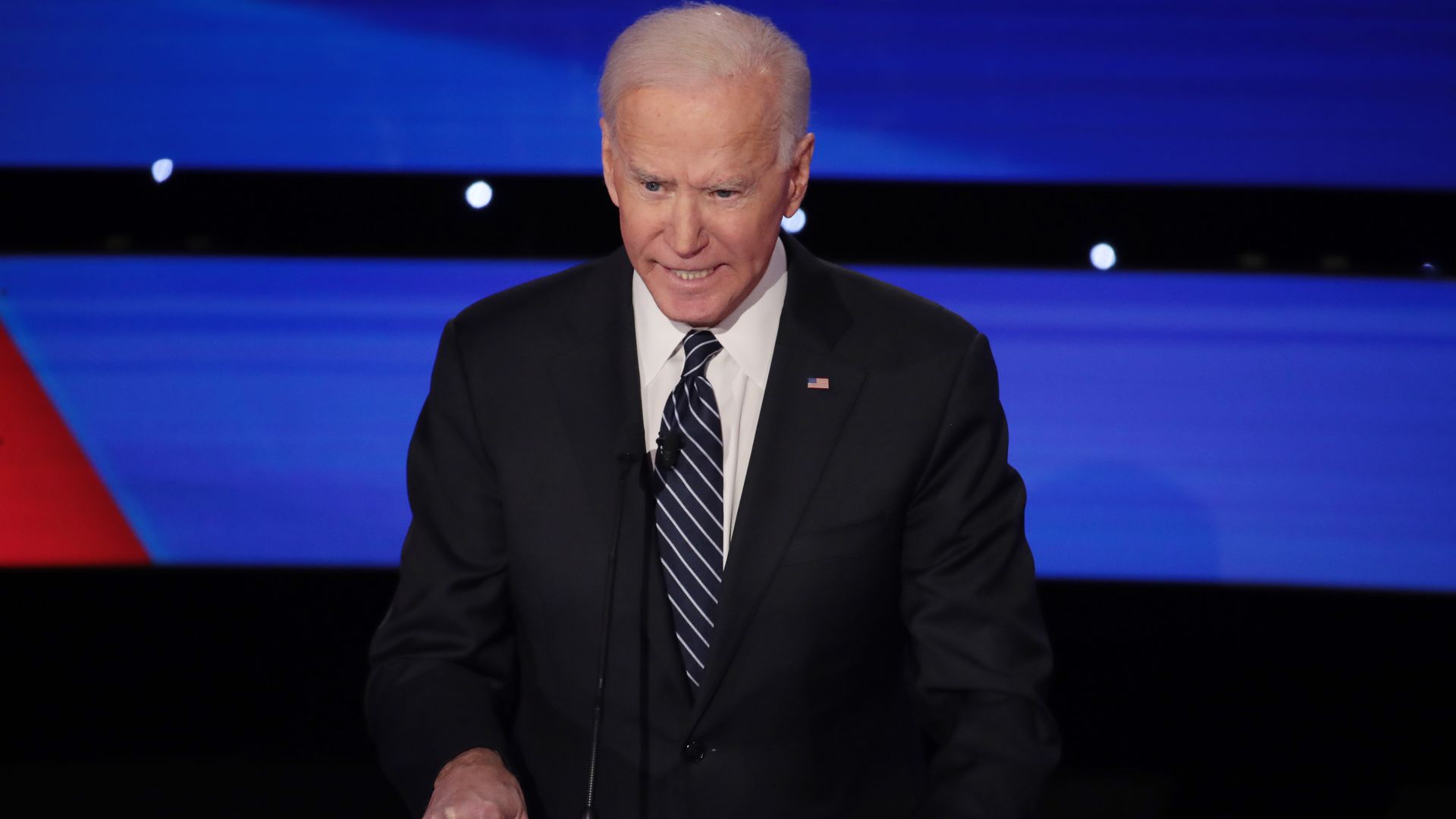 Photo of Joe Biden at the Democratic debate in Iowa on Jan. 14, 2020