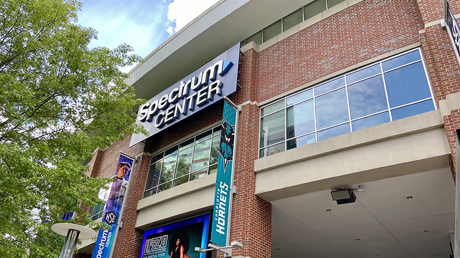 Spectrum Center exterior in Uptown. 