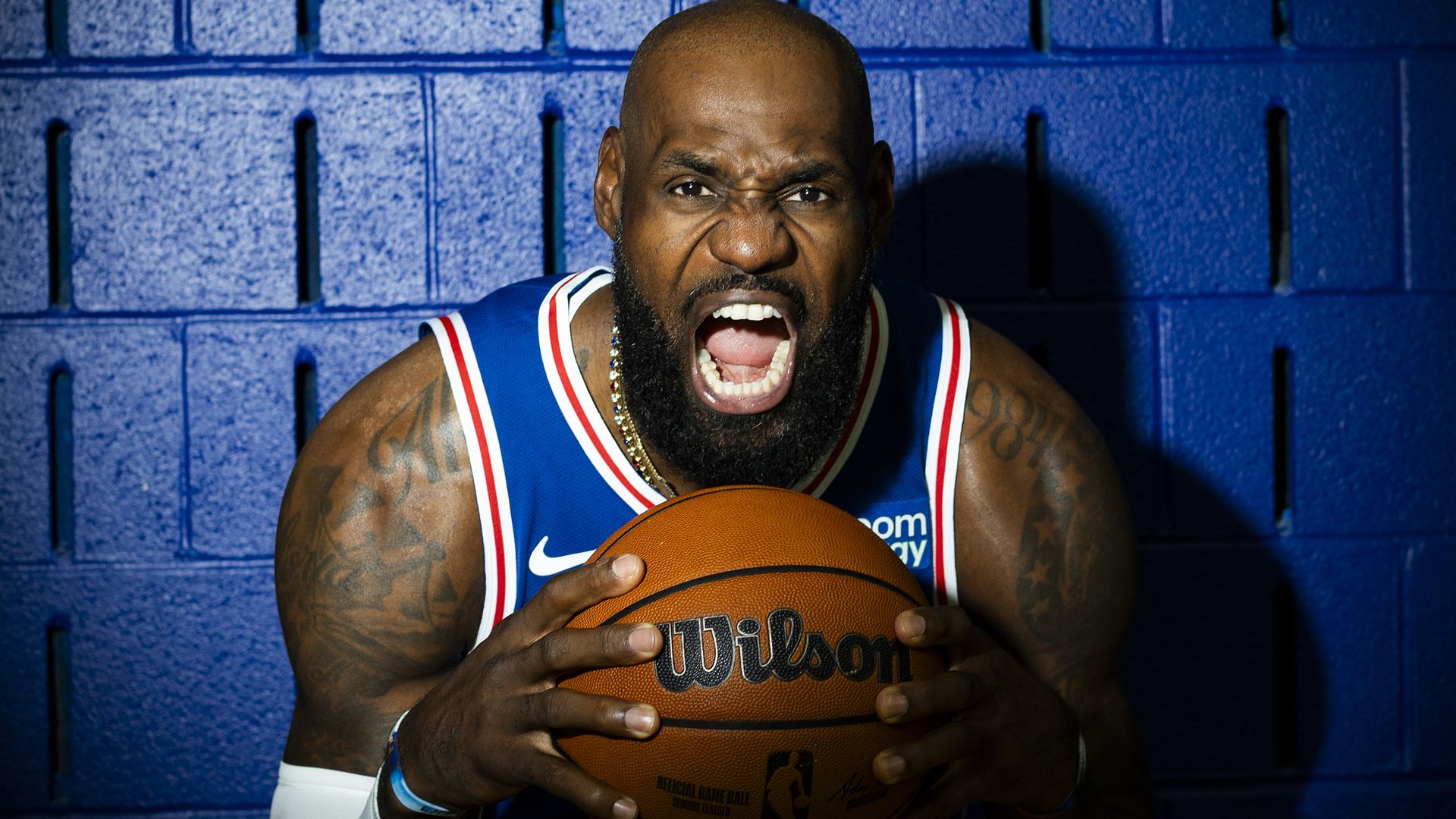 LeBron James #23 of the Philadelphia 76ers poses for a portrait during media day at the Philadelphia 76ers Training Complex.