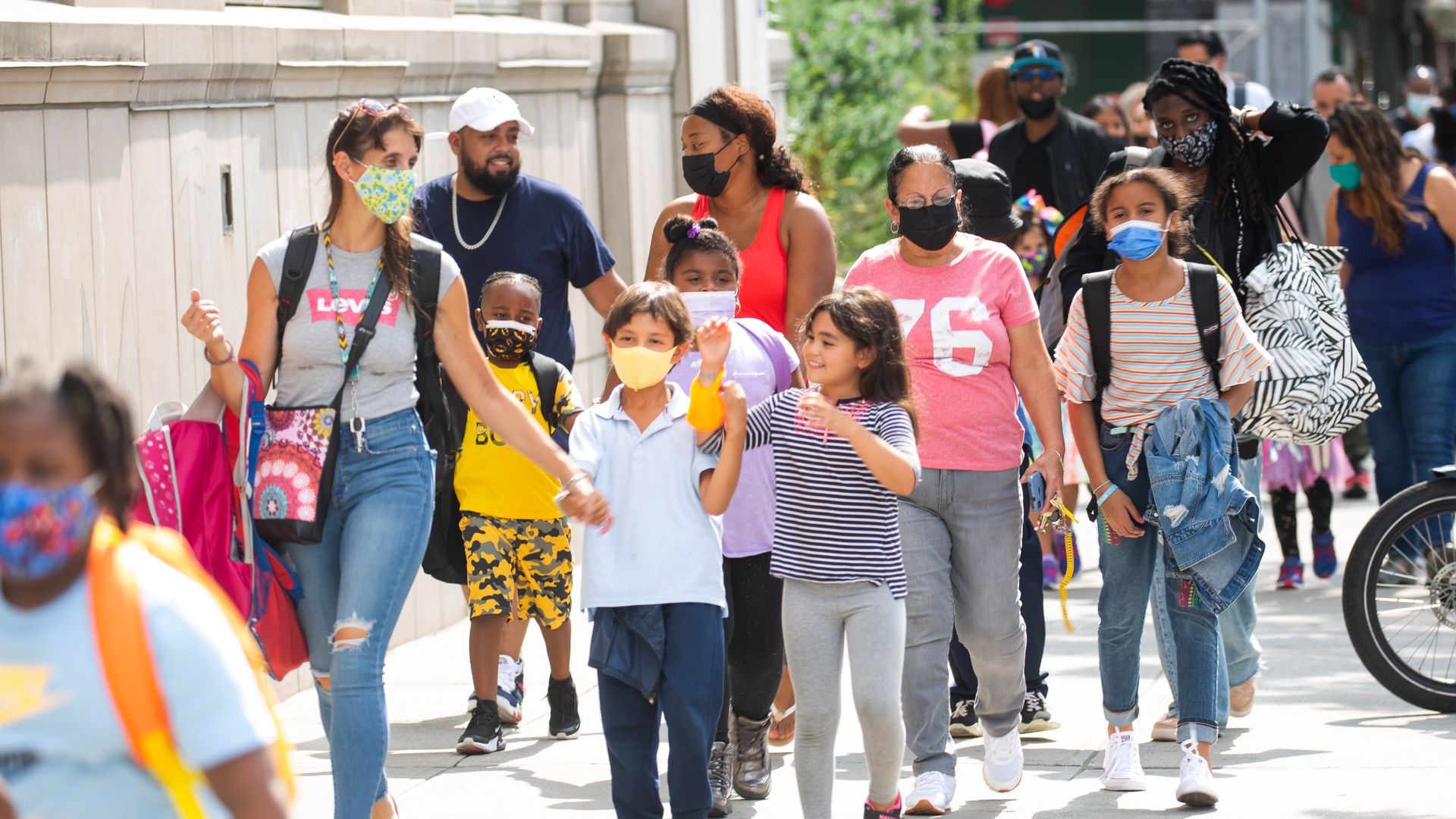 Students are dismissed from the first day of school at PS 133 in the Brooklyn borough of New York, the United States, on Sept. 13, 2021. 