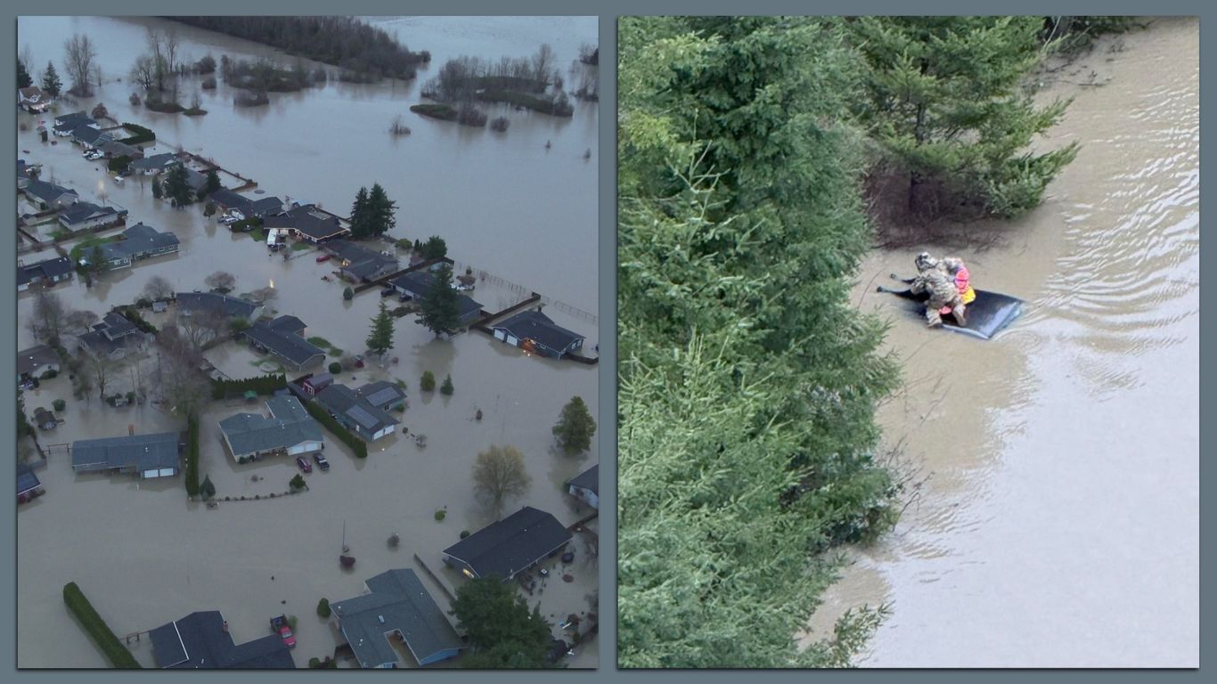Photos: Pacific Northwest faces "catastrophic" flood threats from days of heavy rains