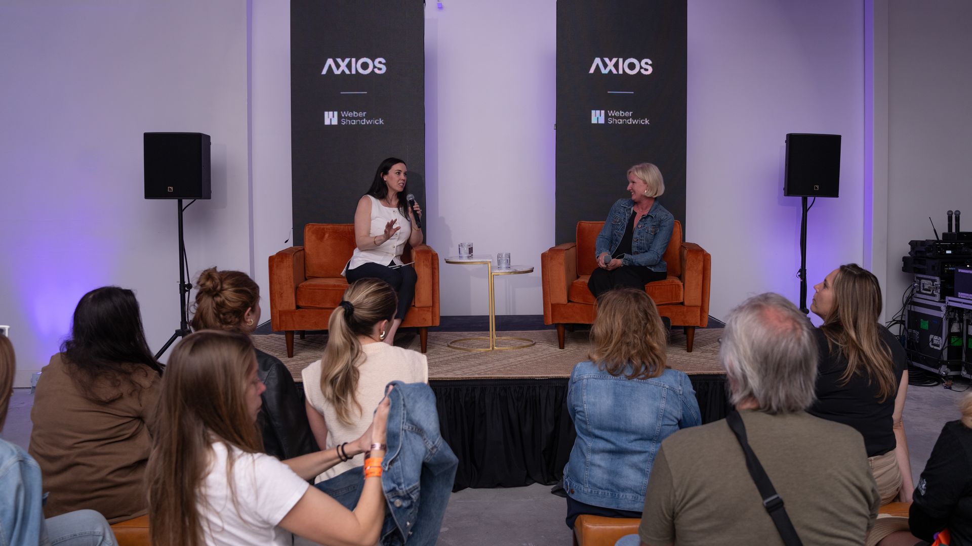 Eleanor Hawkins in conversation with GoFundMe chief corporate affairs officer Margaret Richardson at Axios House at SXSW 2024