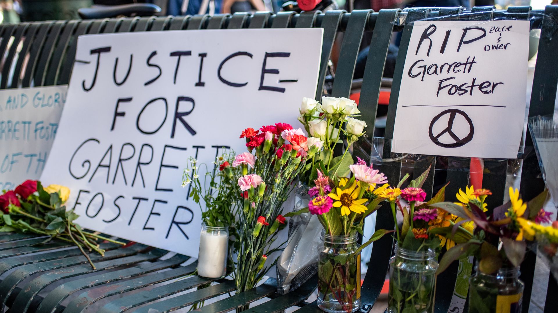 a vigil for Garrett Foster on July 26, 2020 in downtown Austin, Texas