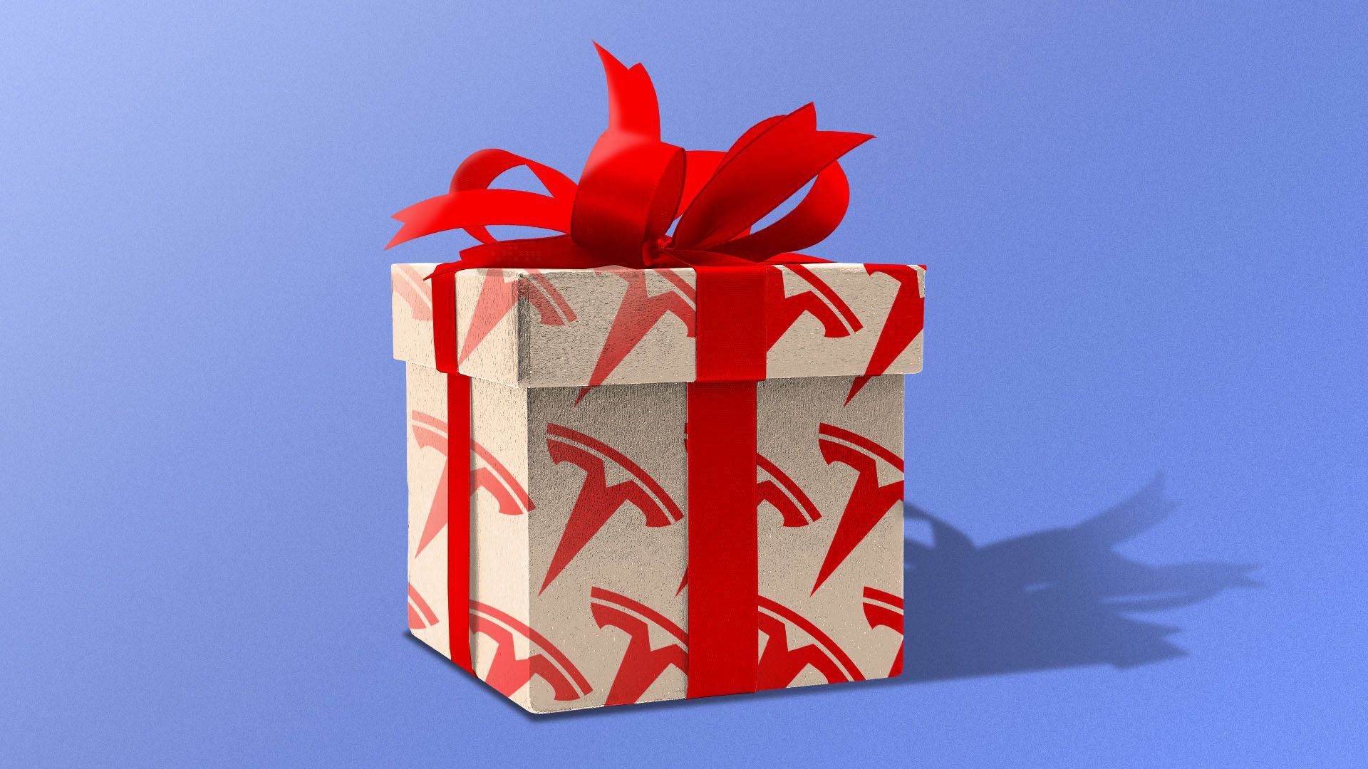 Gift box with tesla logo