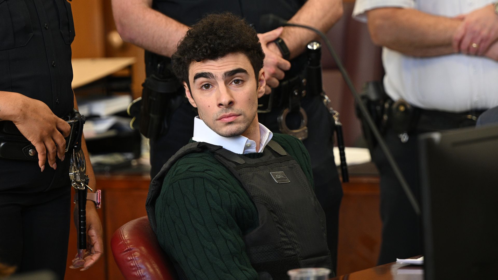 Luigi Mangione appears at a hearing for the murder of UHC CEO Brian Thompson at Manhattan Criminal Court on February 21, 2025 in New York City. Mangione is accused of slaying of UnitedHealthcare CEO Brian Thompson late last year and is making his first appearance on state charges of murder as an act