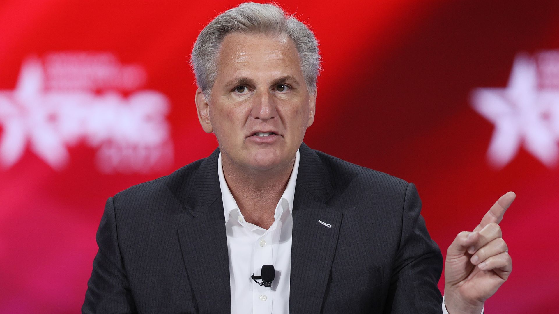 Rep. Kevin McCarthy participates in a discussion during the 2021 Conservative Political Action Conference