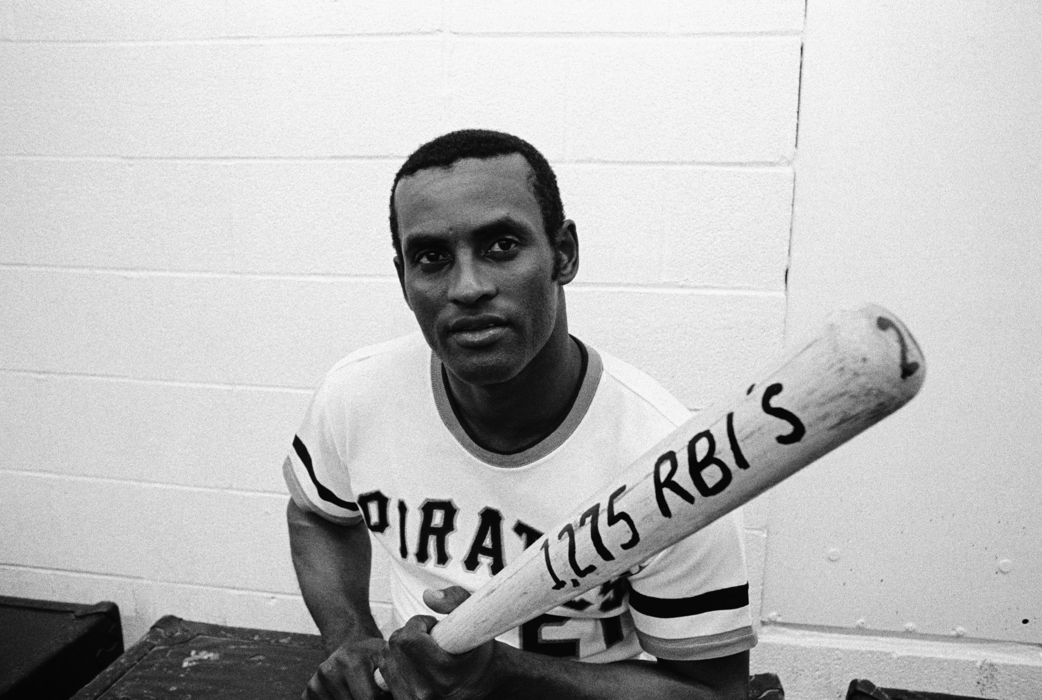 Robert Clemente after becoming the all-time Pittsburgh RBI leader when he belted a two-run homer in the eight inning of the June 19th game with the Dodgers  in 1972. 