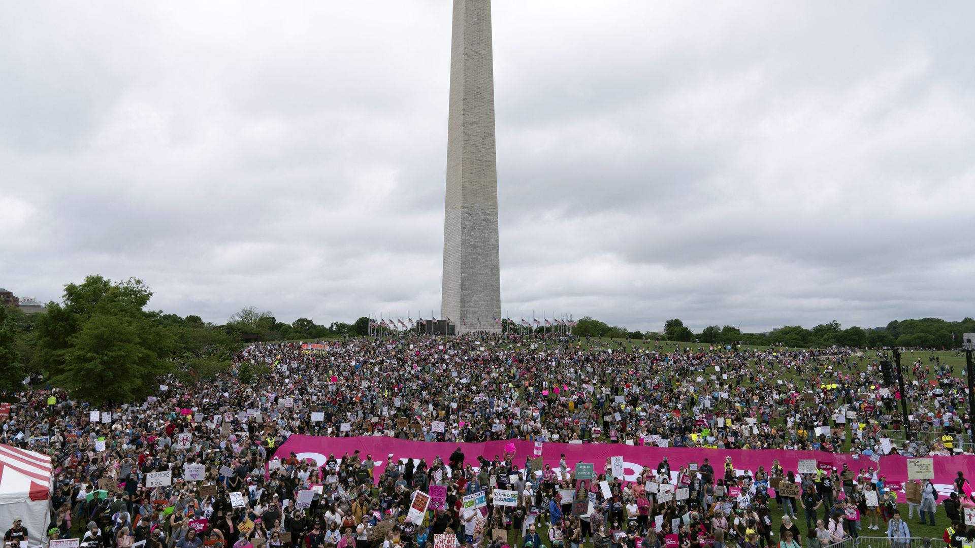Abortion rights activist rallying at the Washington Monument on May 14.