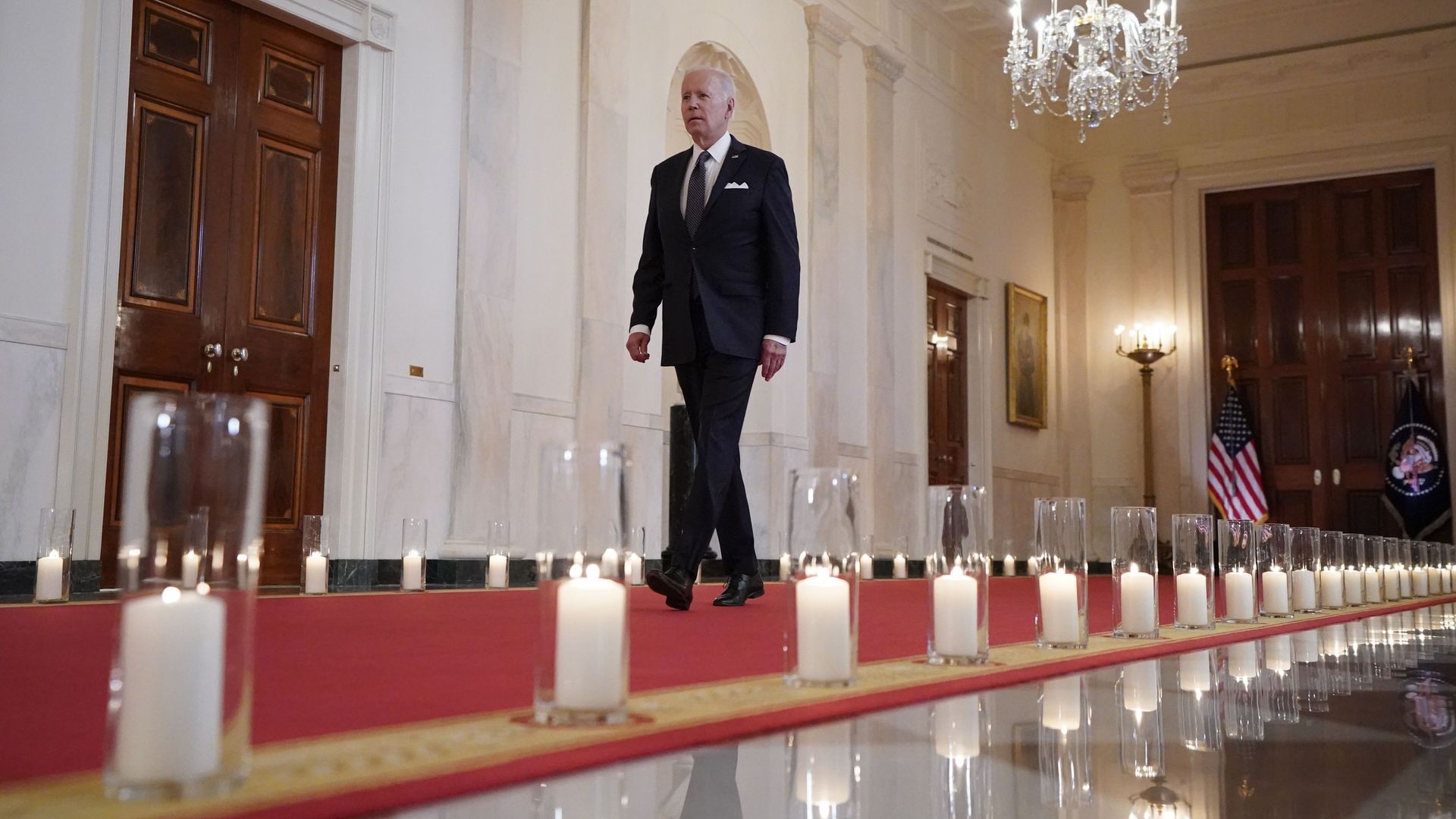 President Biden spoke last night with the backdrop of 56 candles, representing gun violence in all 50 states and six territories.