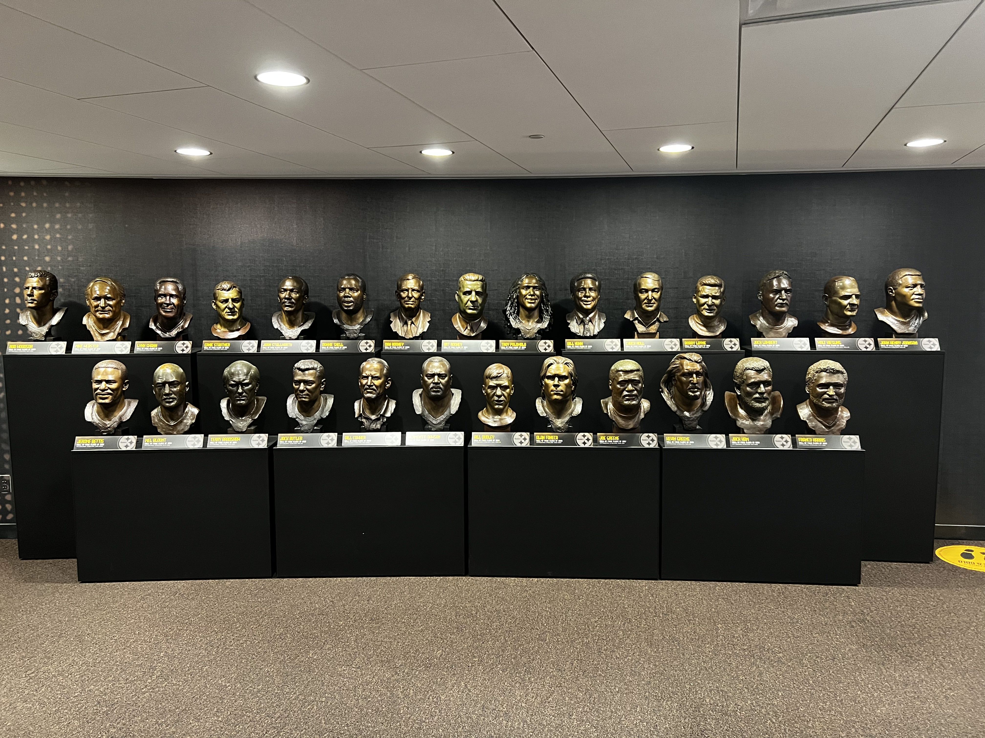 Steelers busts at the hall of fame. 