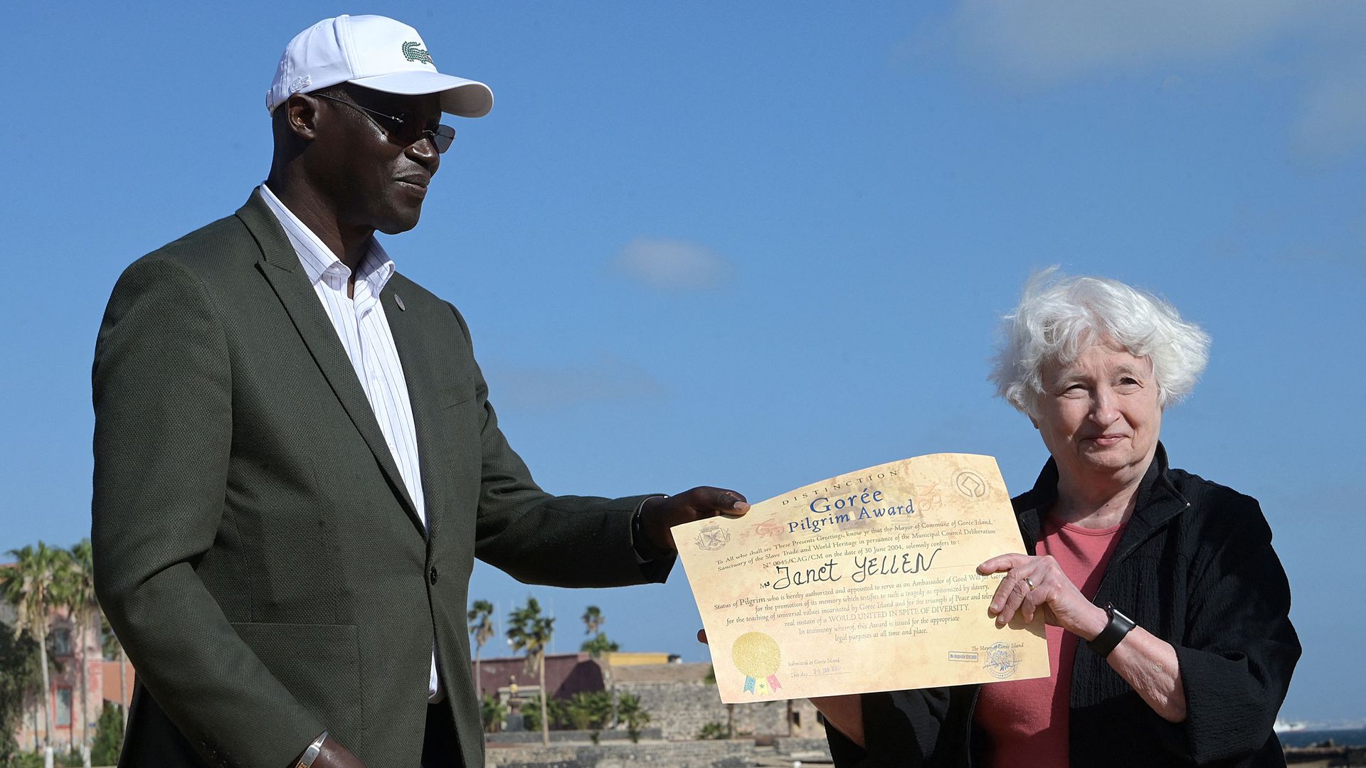 Janet Yellen with Goree mayor