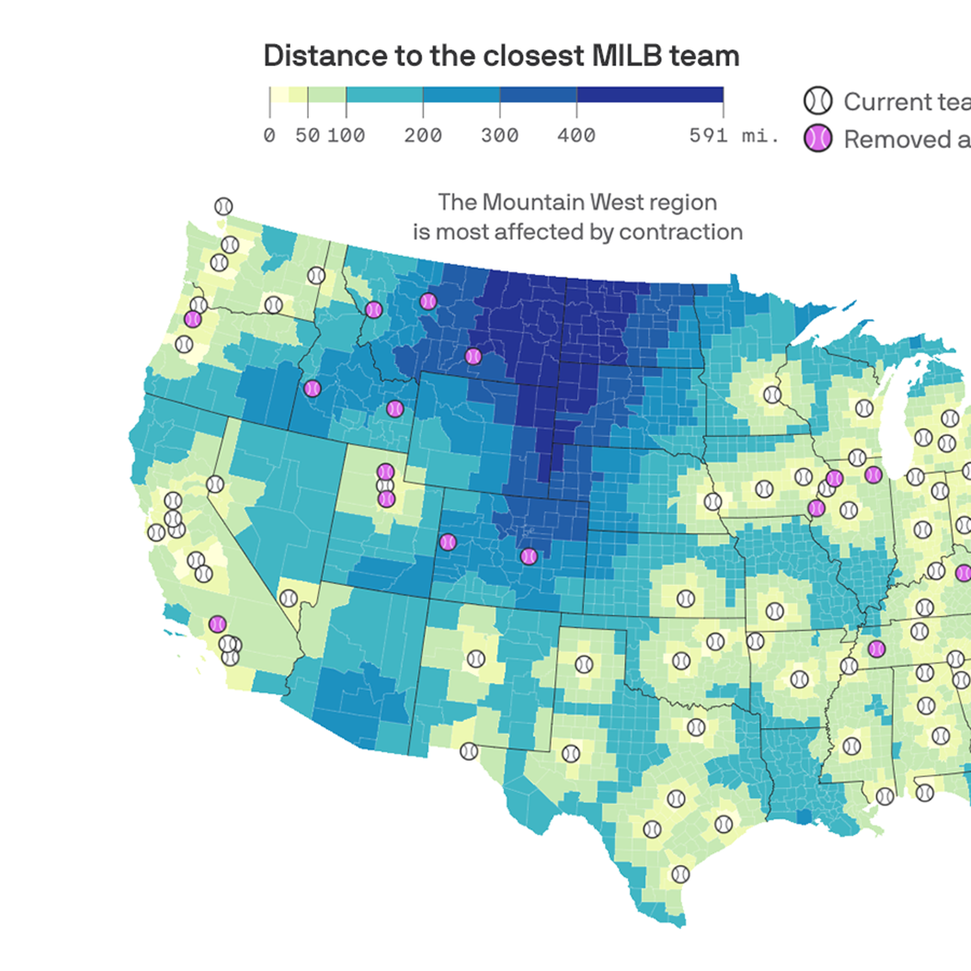 Map of Minor League baseball in 2021