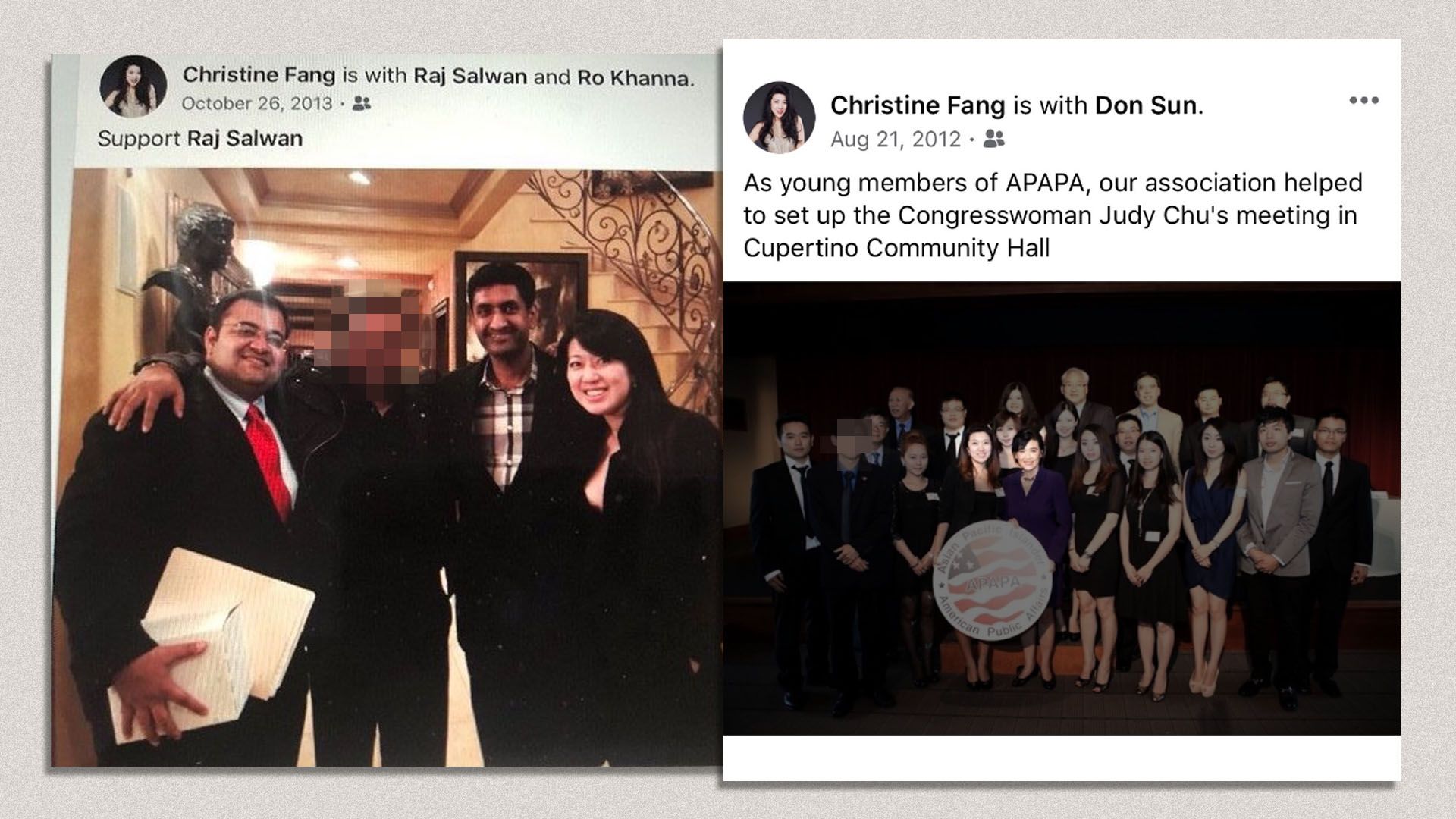 Photo of Fang with Salwan and Khanna and of Fang with Chu and APAPA